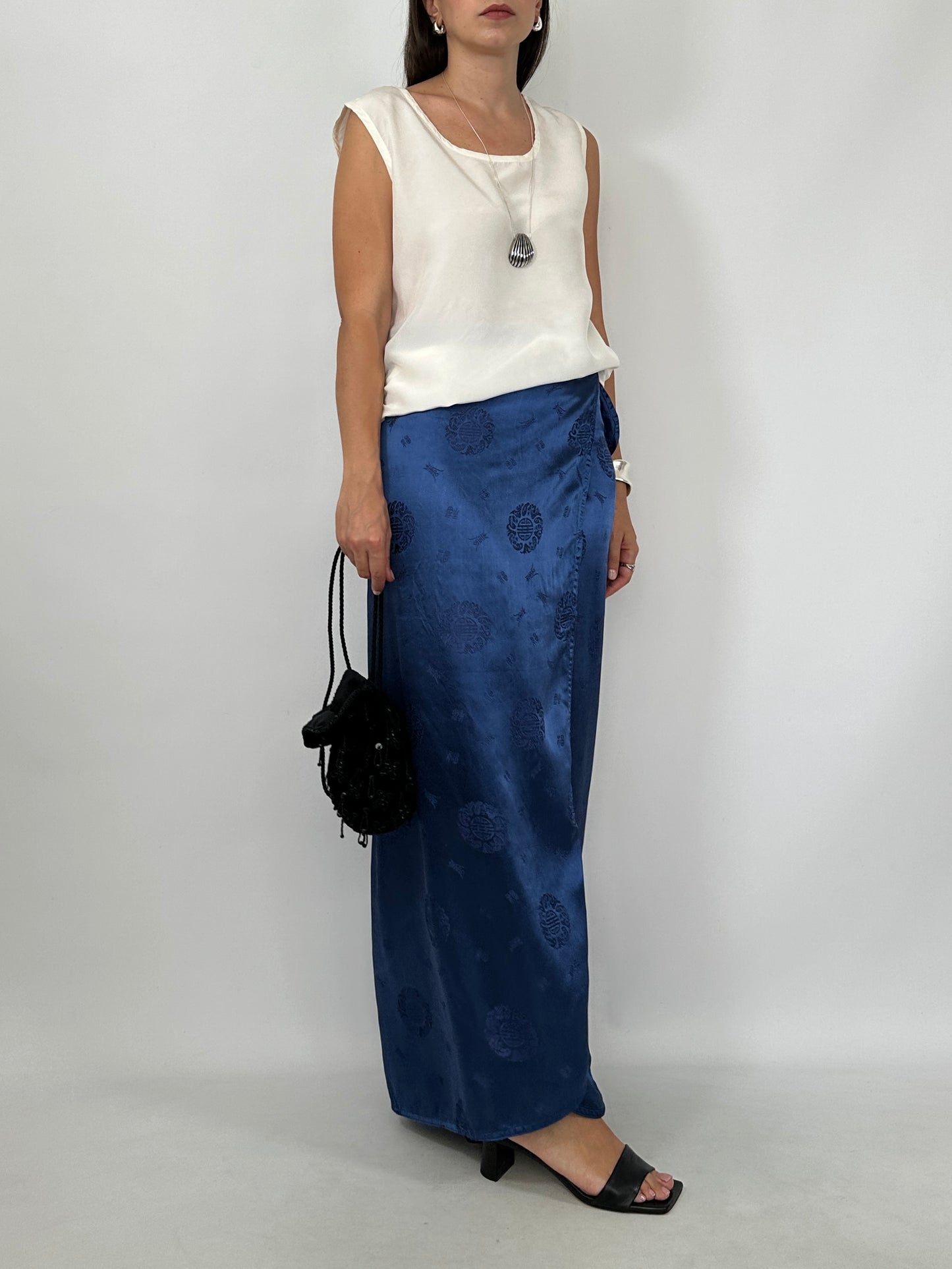 Japanese Jacquard Satin Wrap Skirt