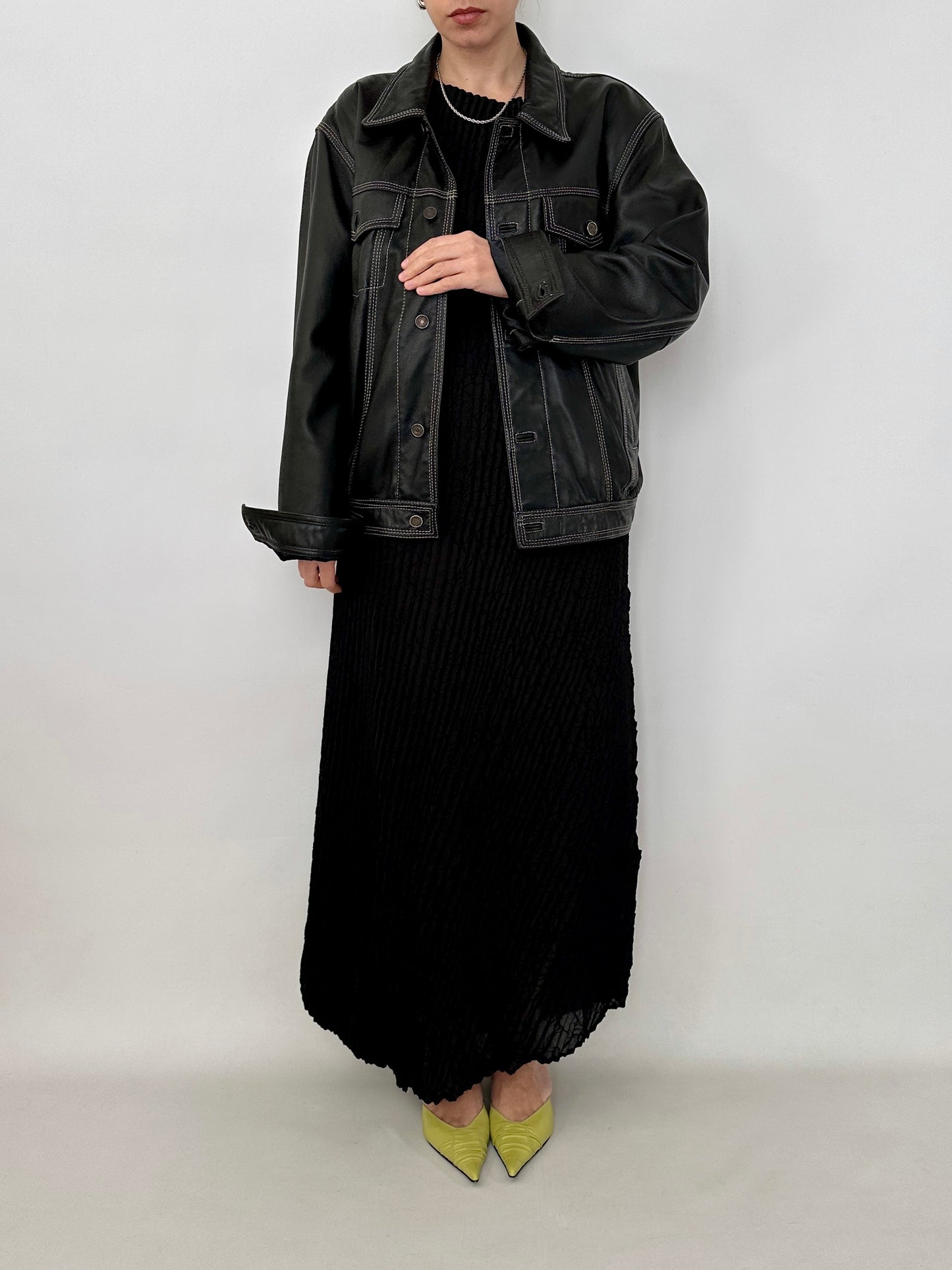 Soft leather trucker jacket