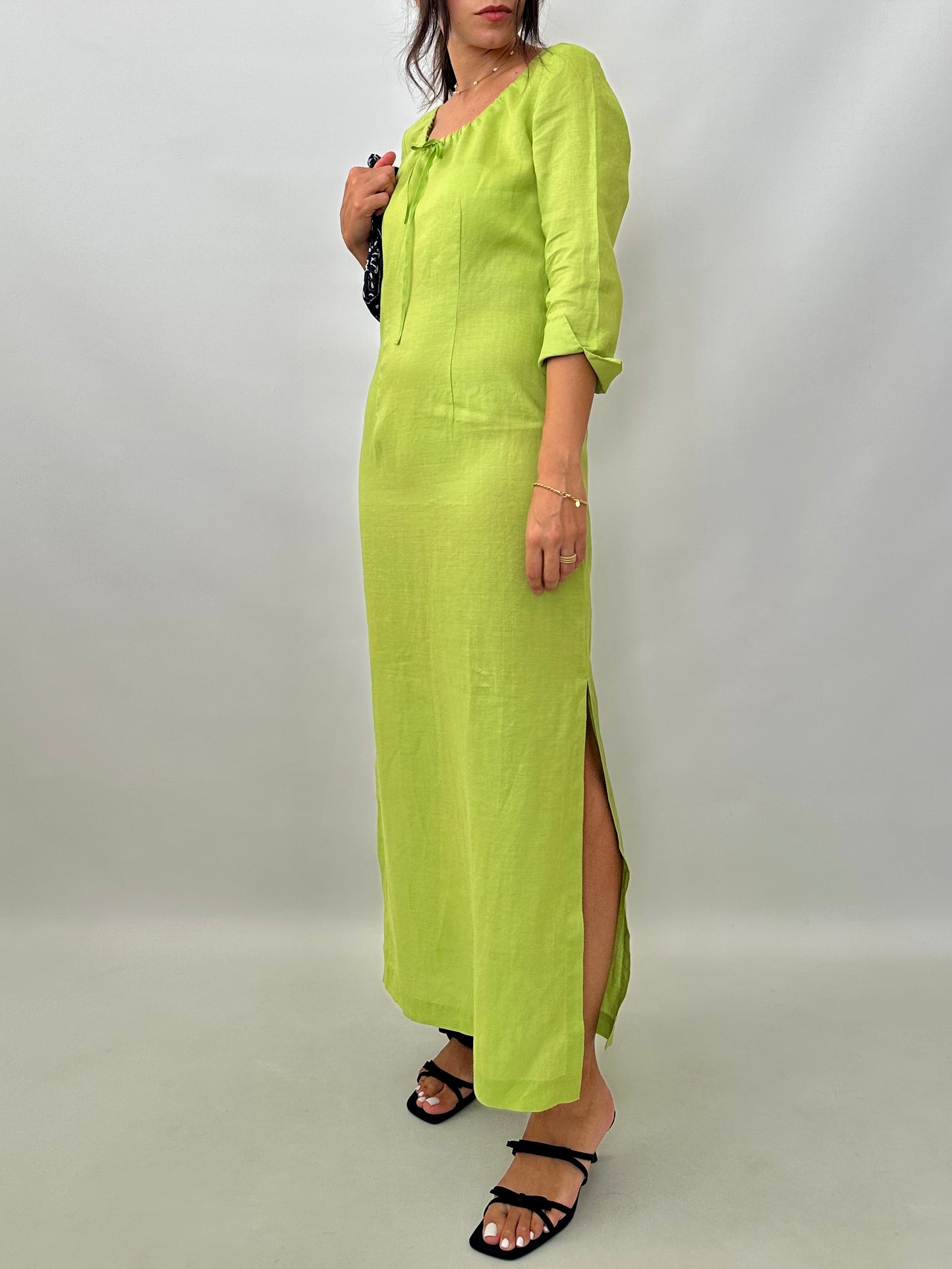 Lime green boho maxi dress