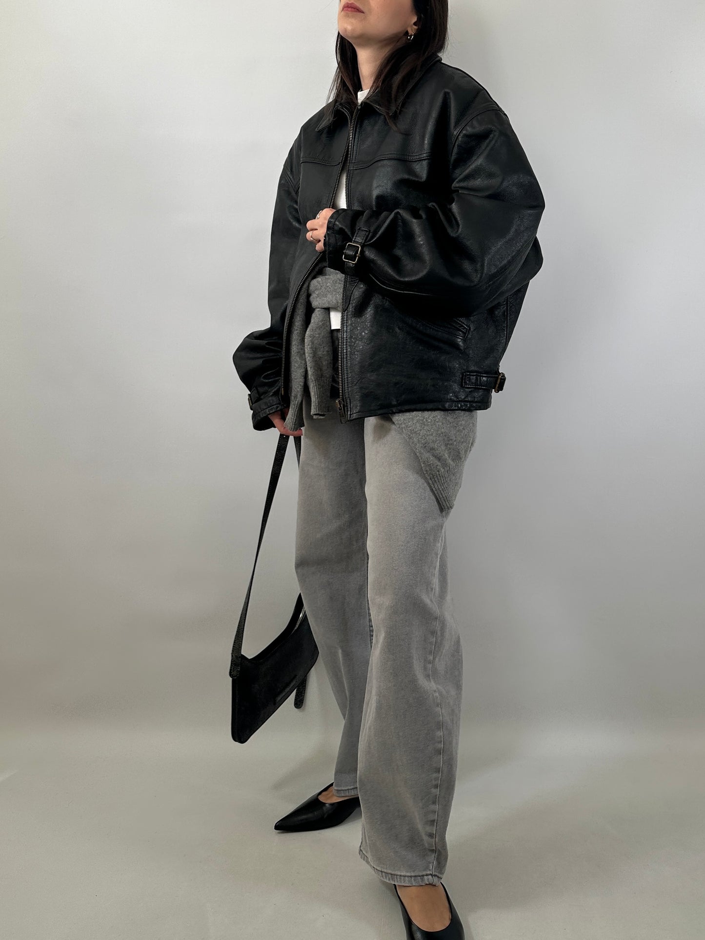 Vintage Leather Zip Jacket