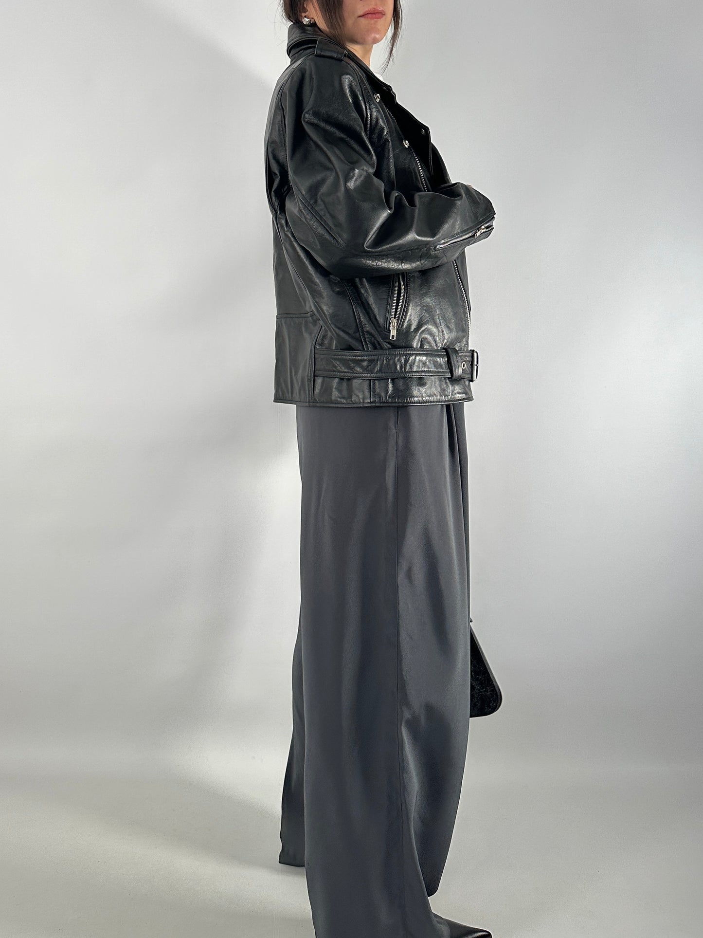 Iconic biker jacket in genuine leather