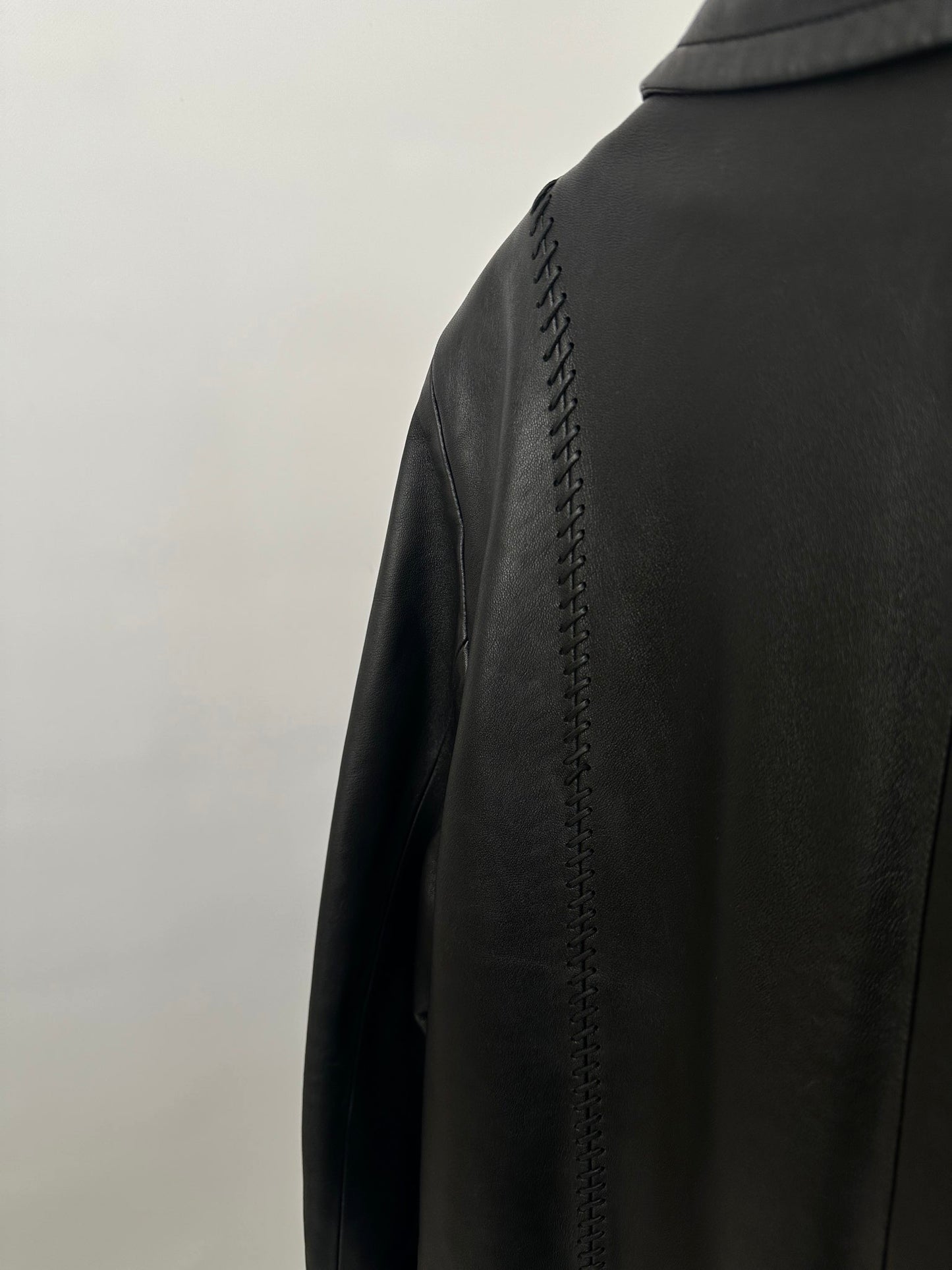 Soft Leather Nappa Coat with Whipstitch Details