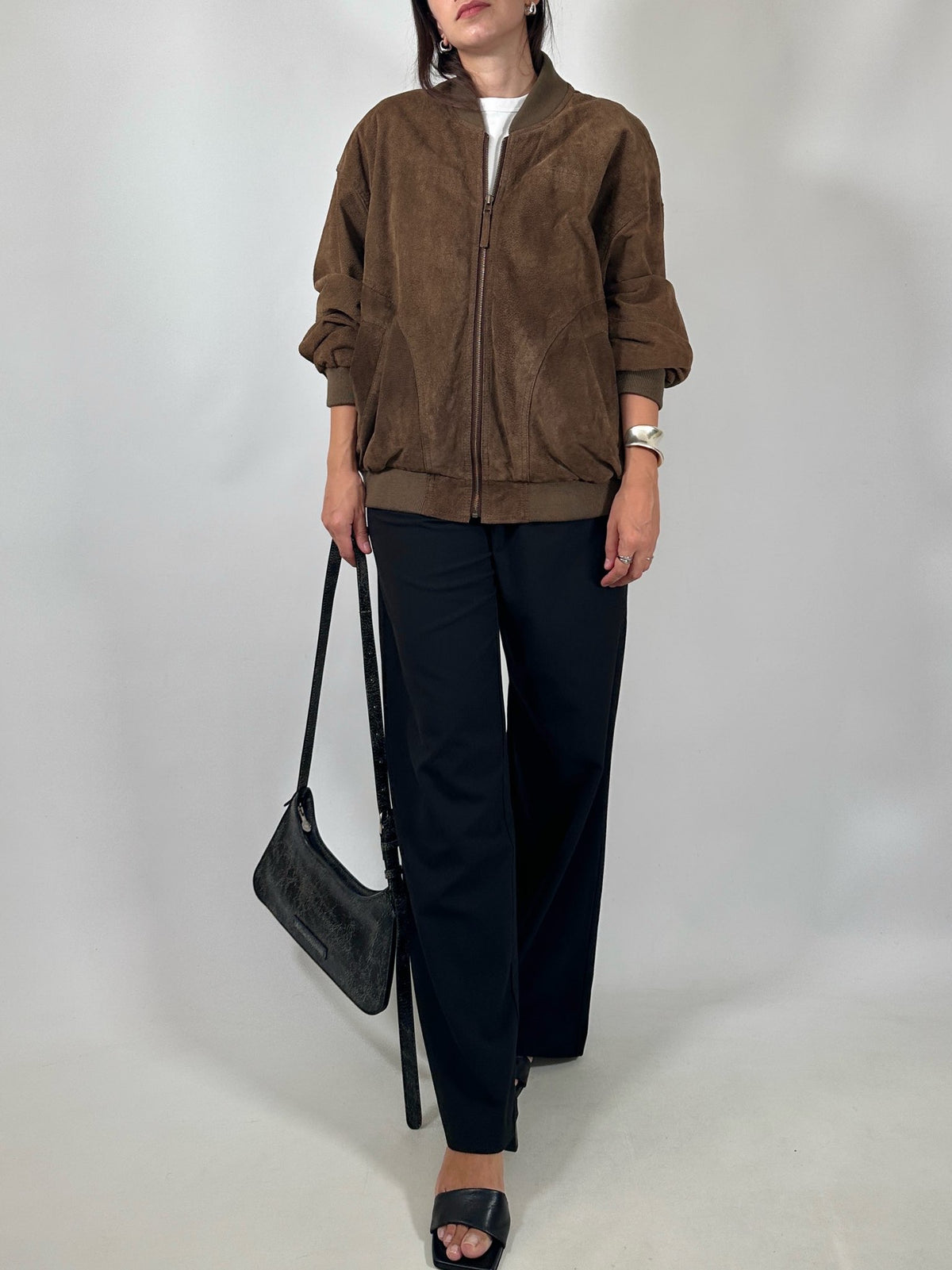 Vintage Suede Bomber Jacket