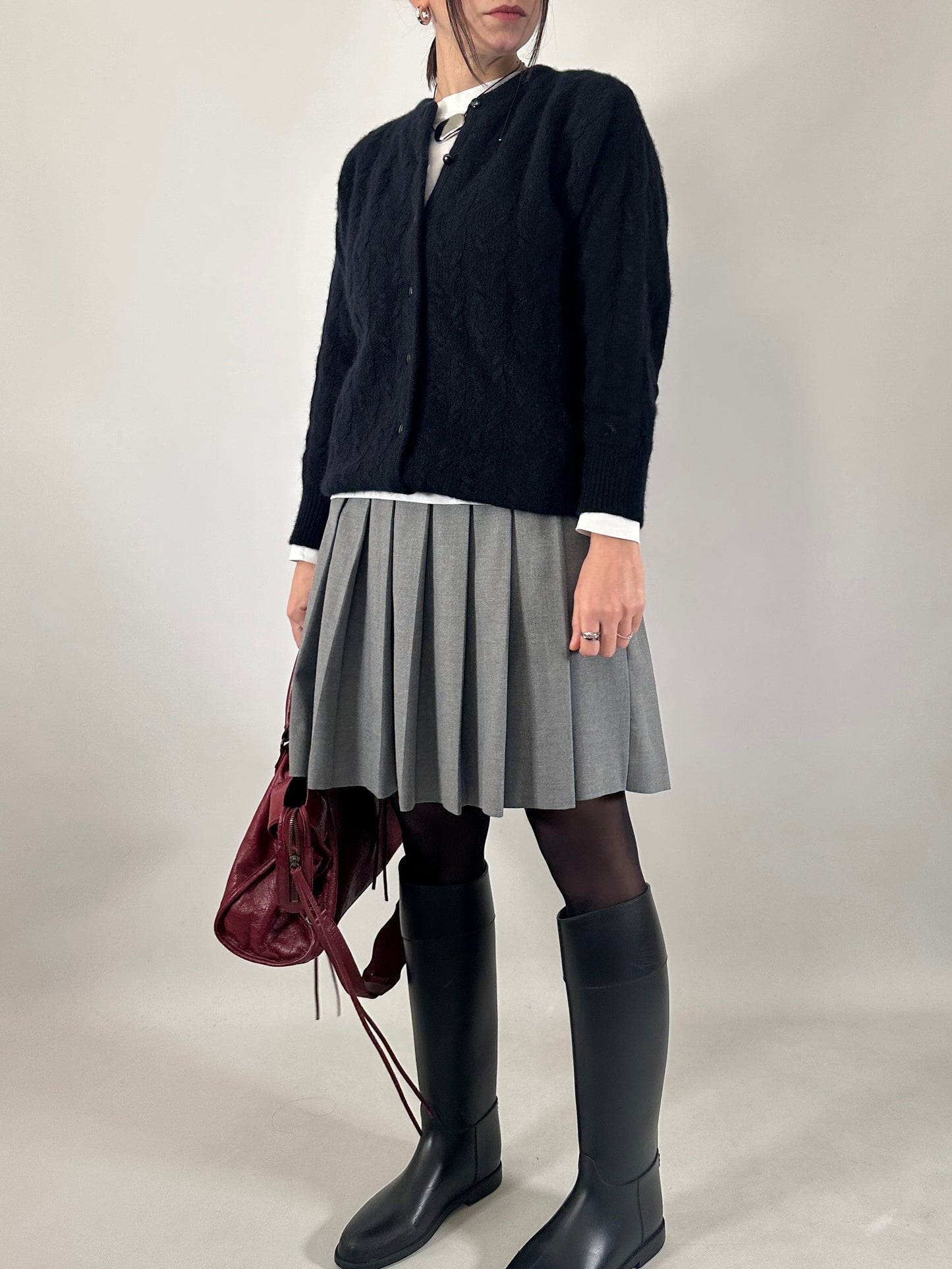 Vintage black mohair knit cardigan