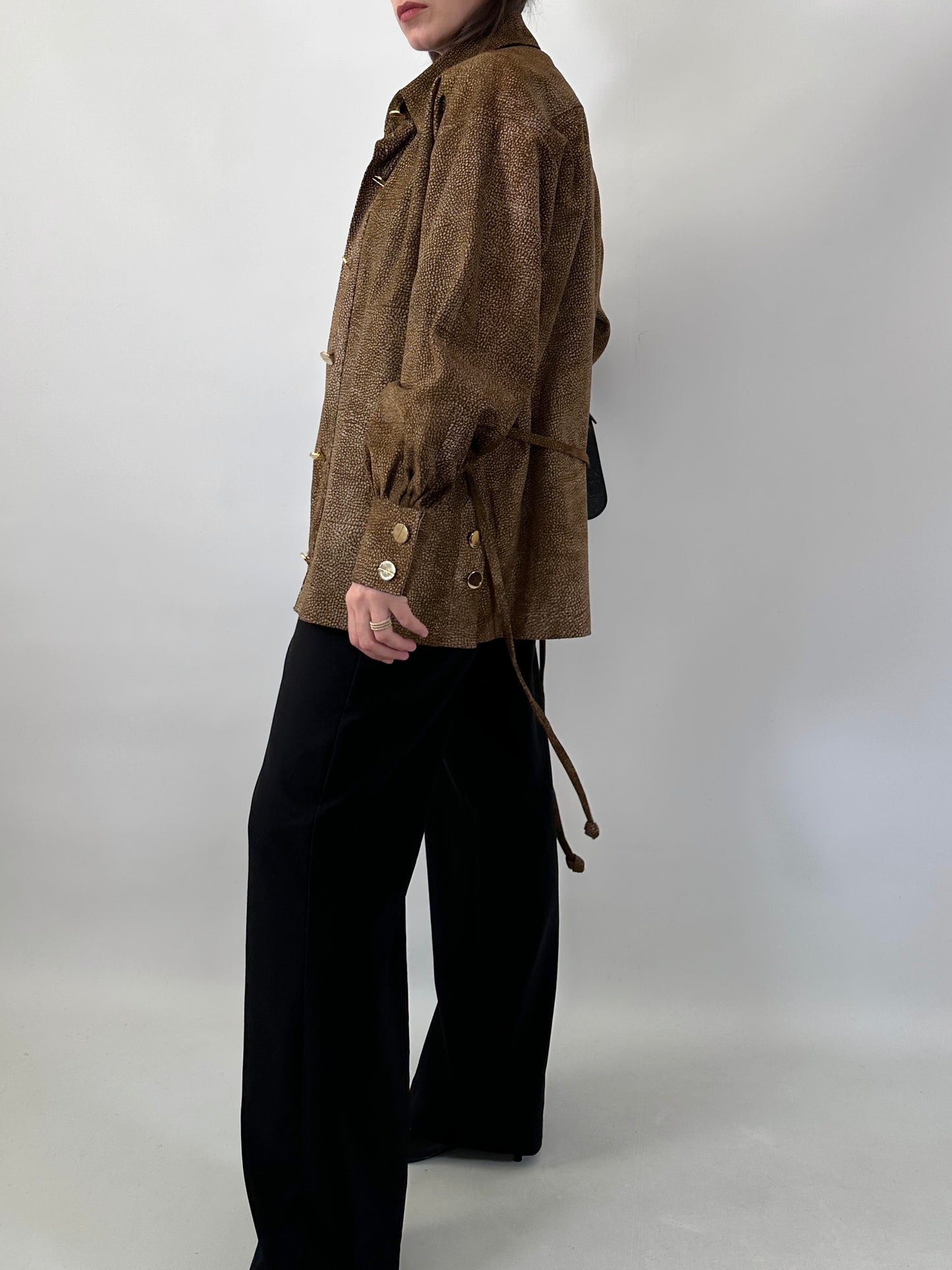 Shirt jacket in real suede