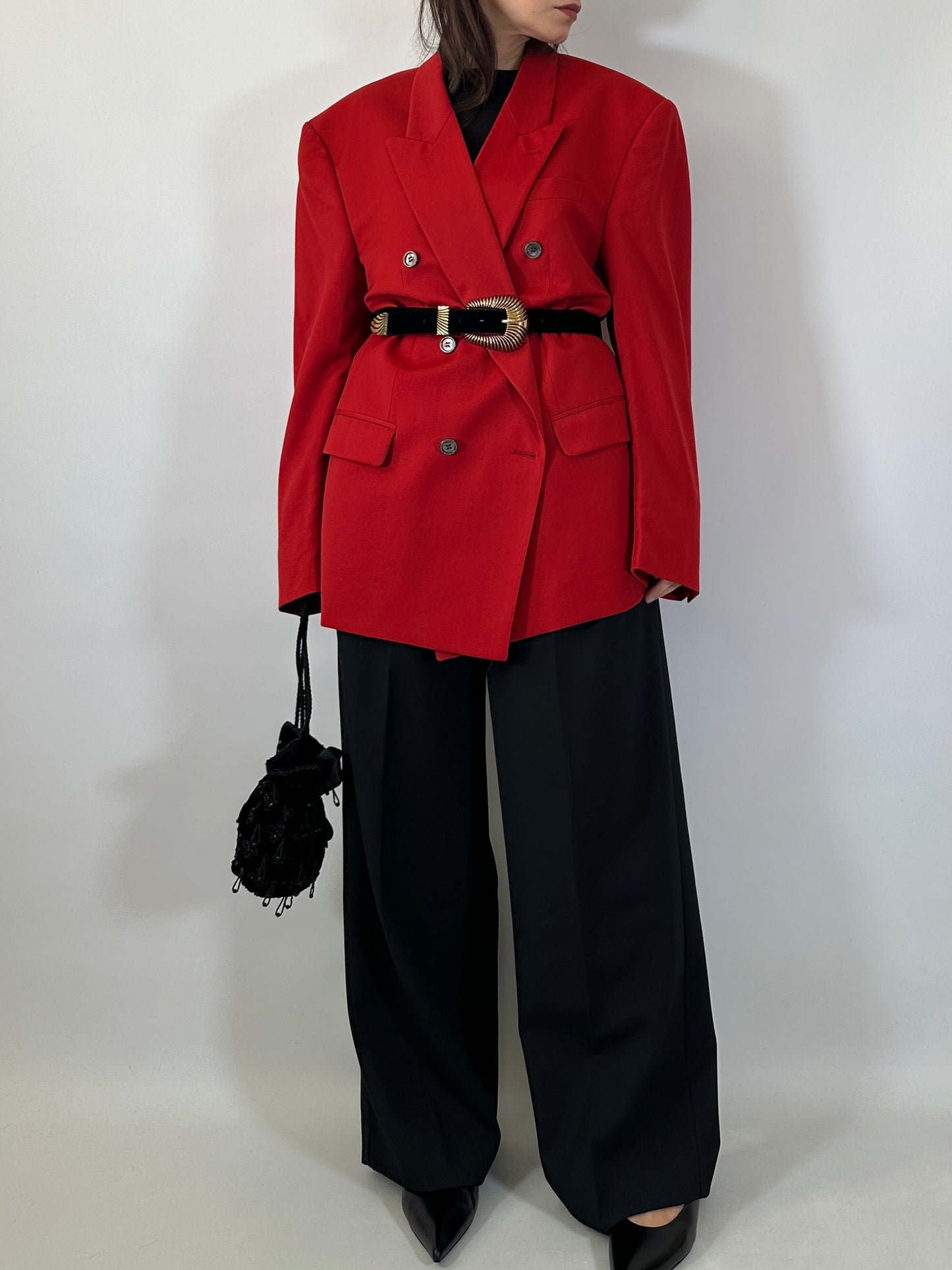 Vintage Oversize Red Wool Blazer