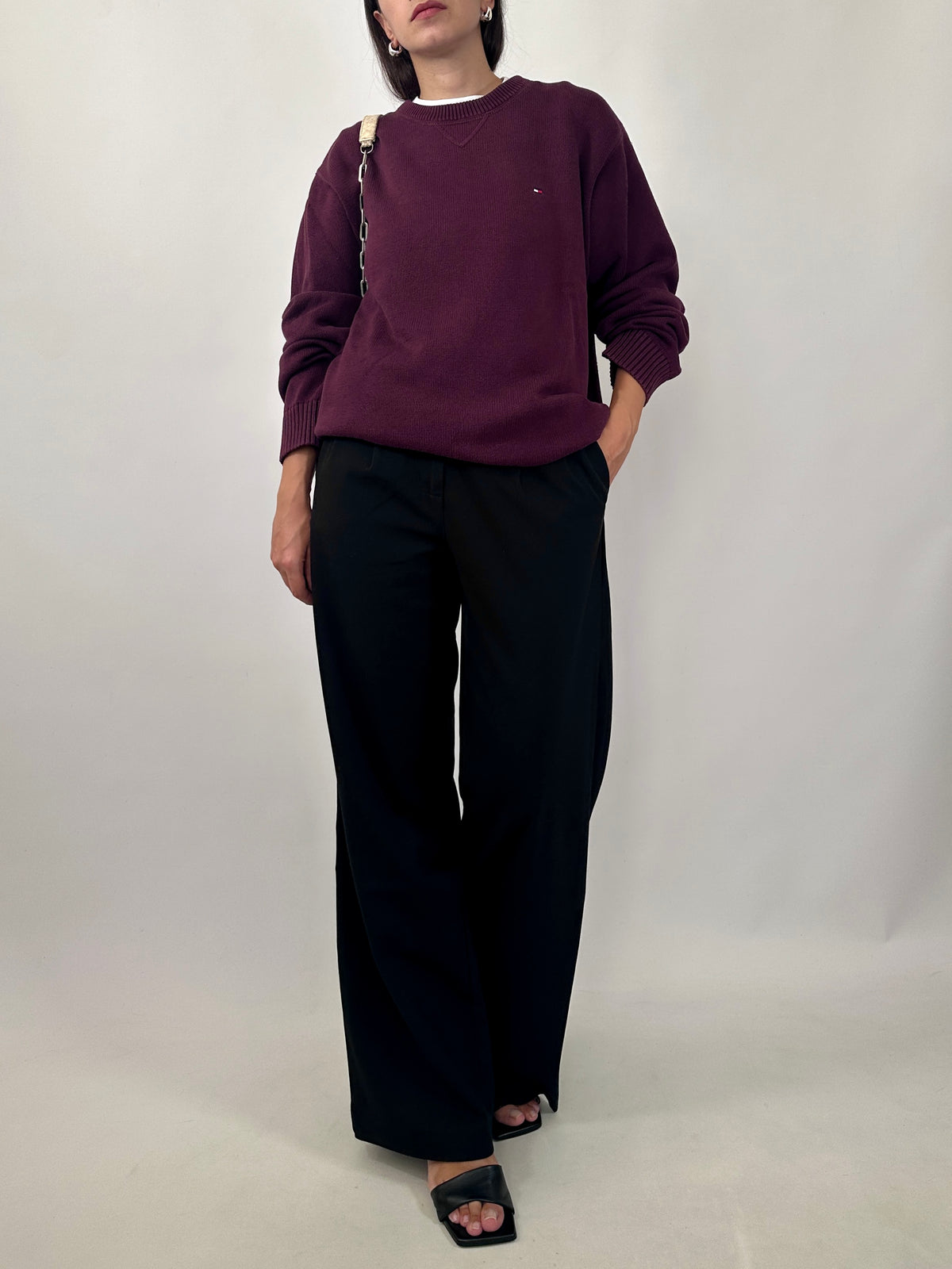 Tommy Hilfiger Burgundy Cotton Sweater