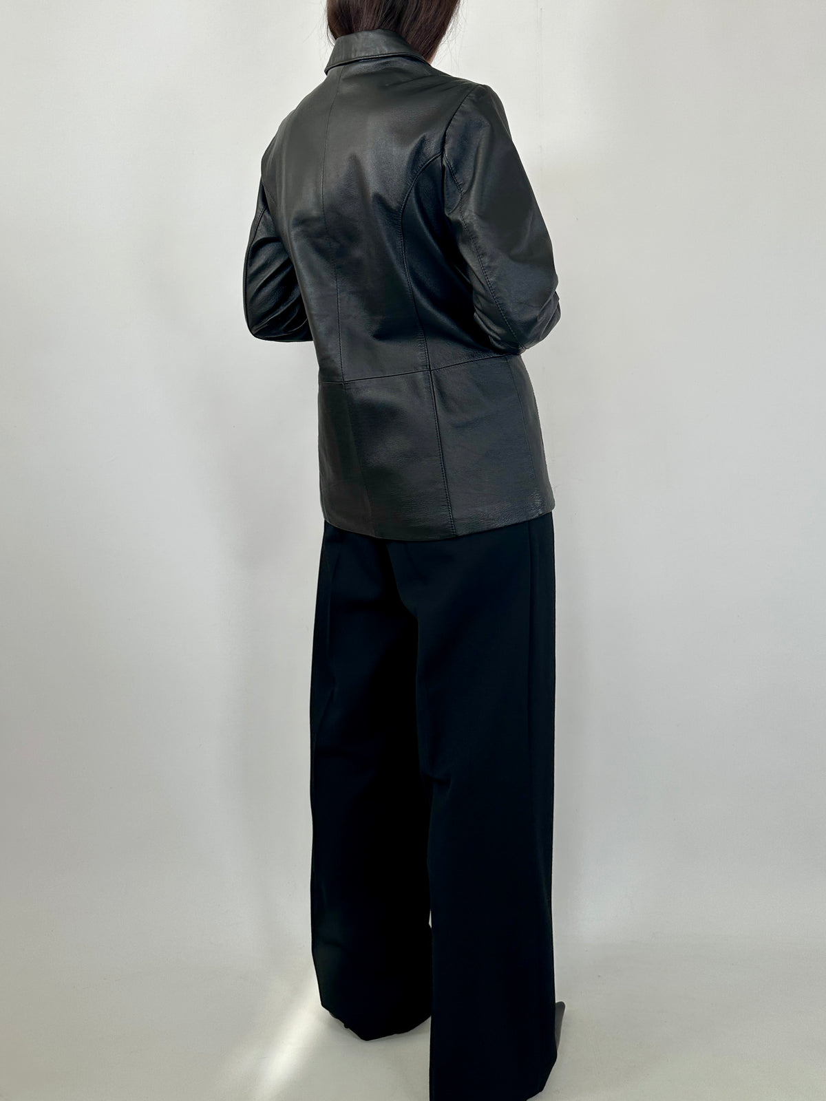 Black Leather Fitted Blazer