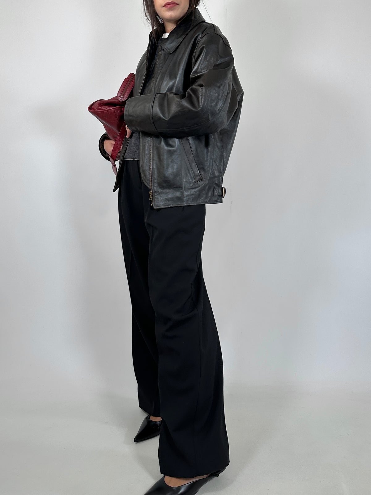 Dark Brown Patent Leather Jacket