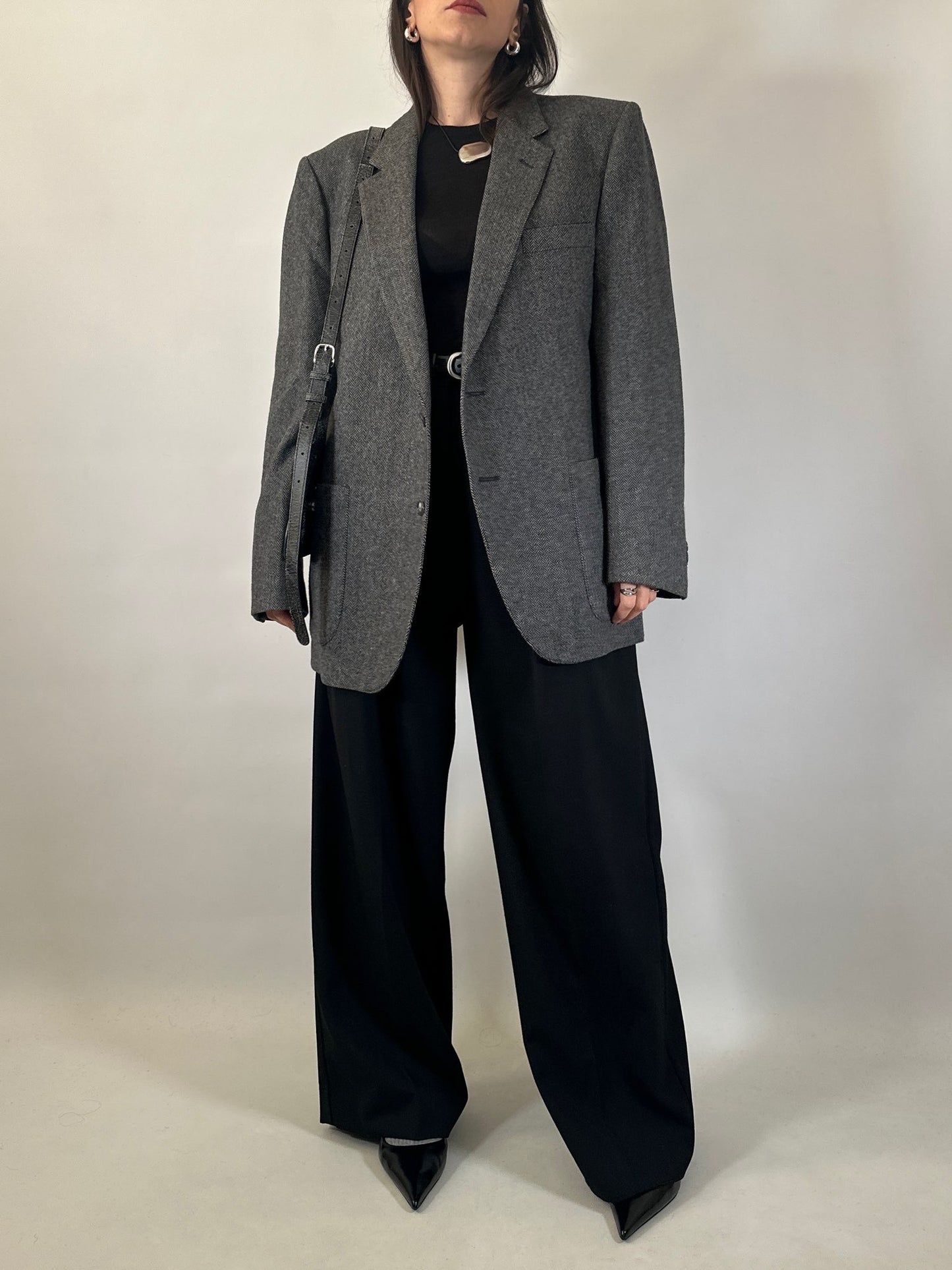 Vintage Herringbone Cashmere Blend Blazer
