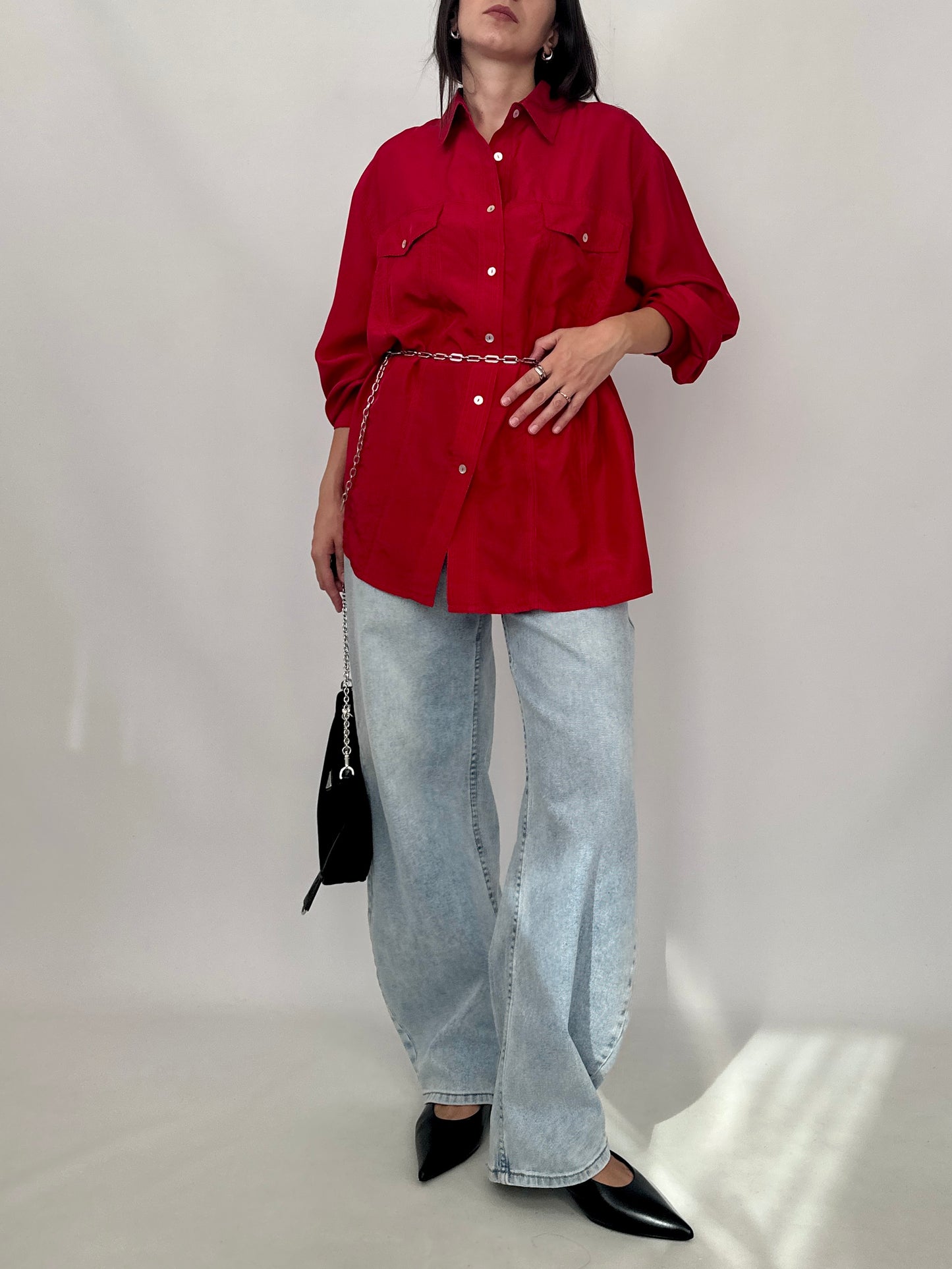 Oversized Silk Utility Shirt