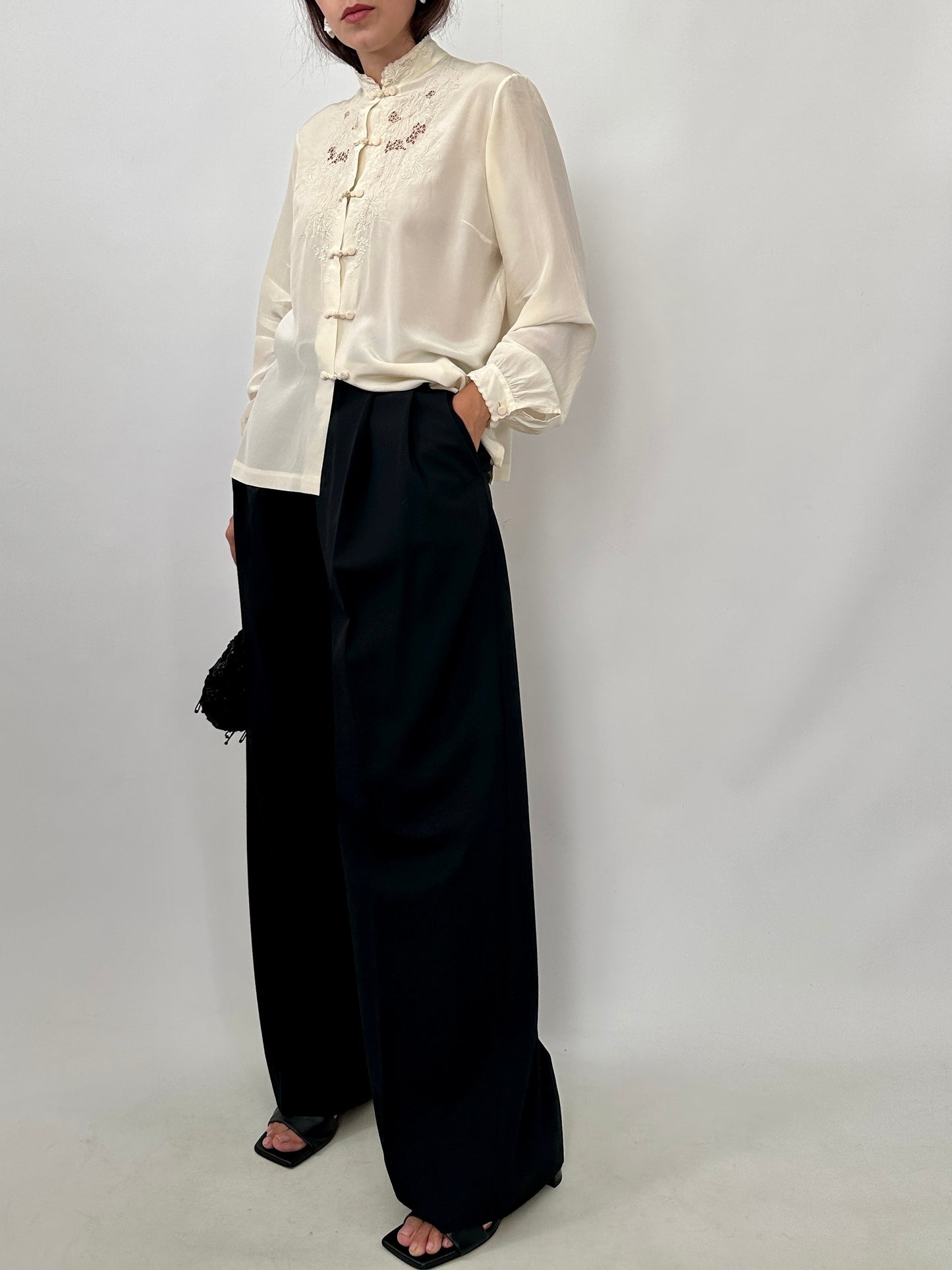 Hand-Embroidered Vintage Chinese Silk Blouse