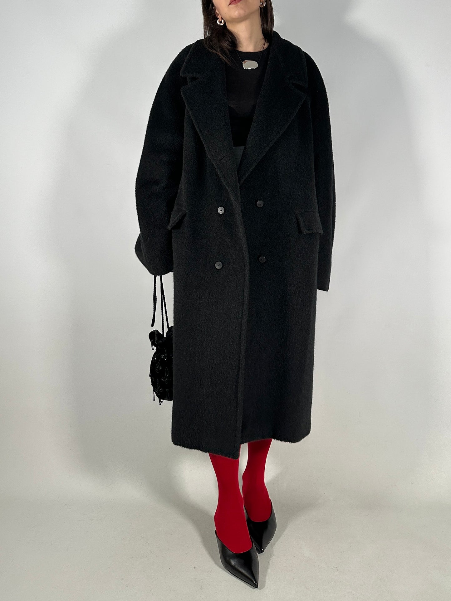 Vintage Black Alpaca Coat