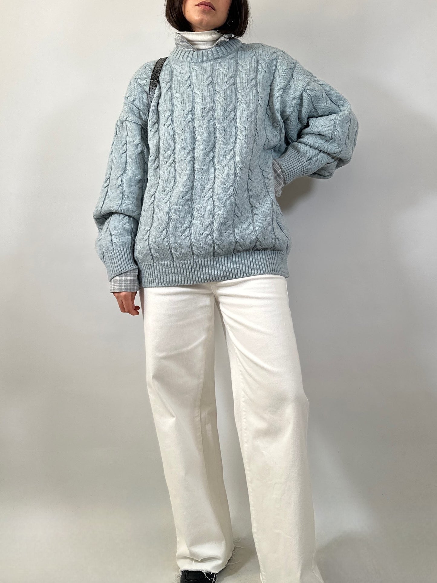 Light Blue Cable Knit Sweater