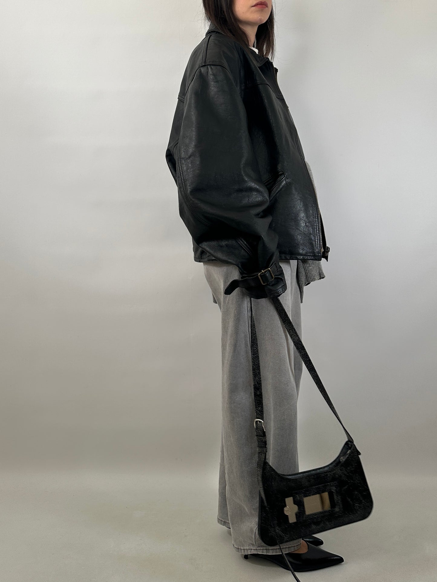 Vintage Leather Zip Jacket