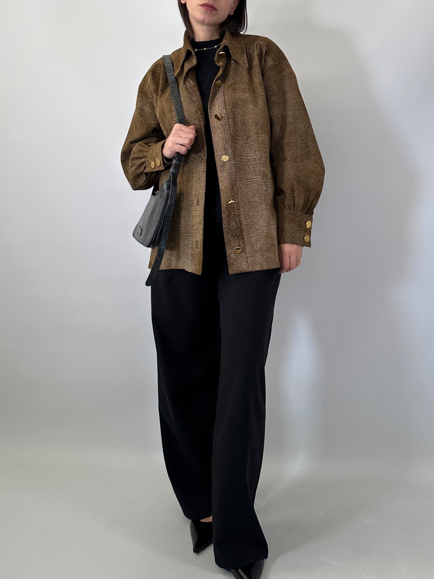 Shirt jacket in real suede