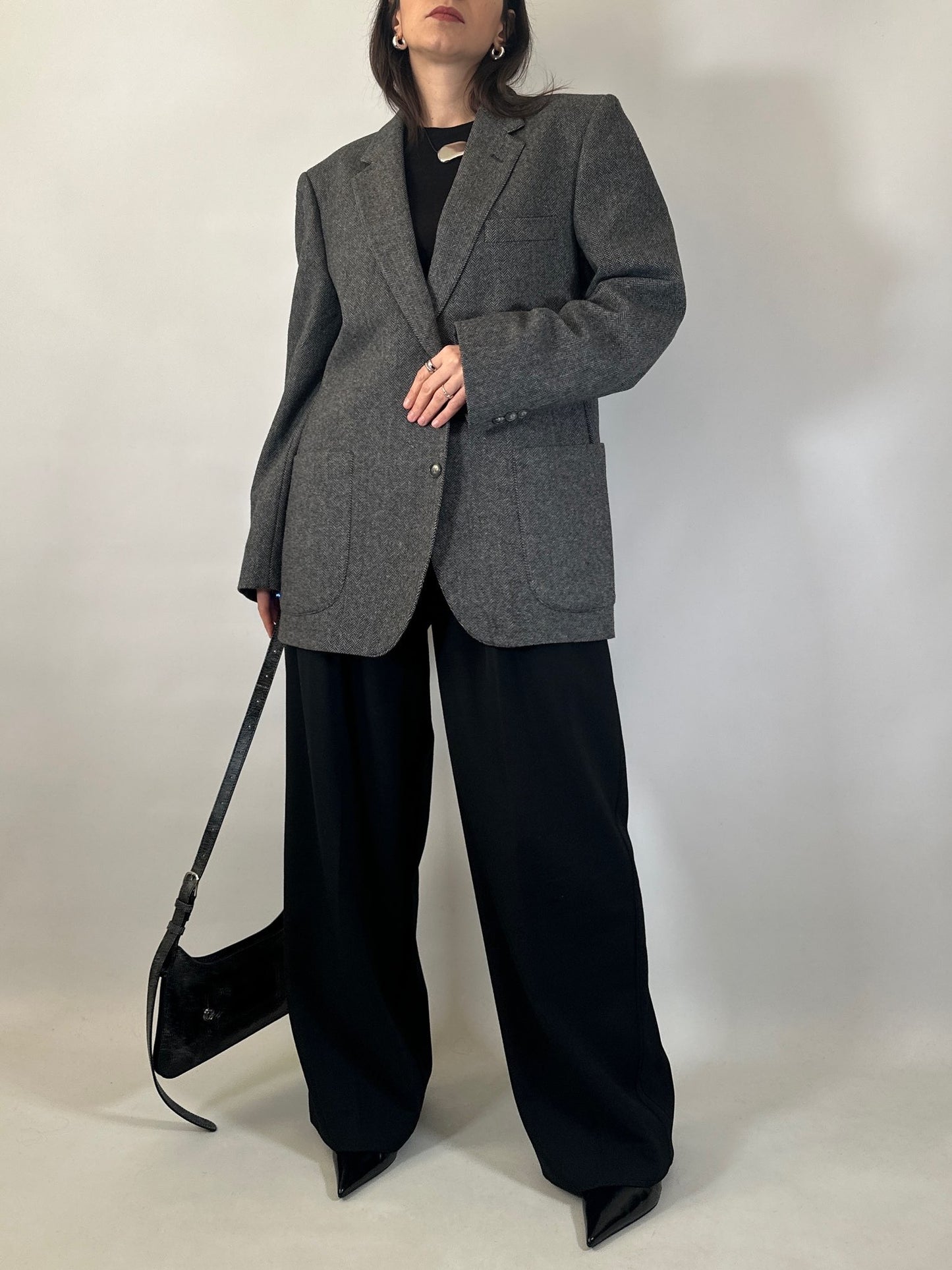Vintage Herringbone Cashmere Blend Blazer