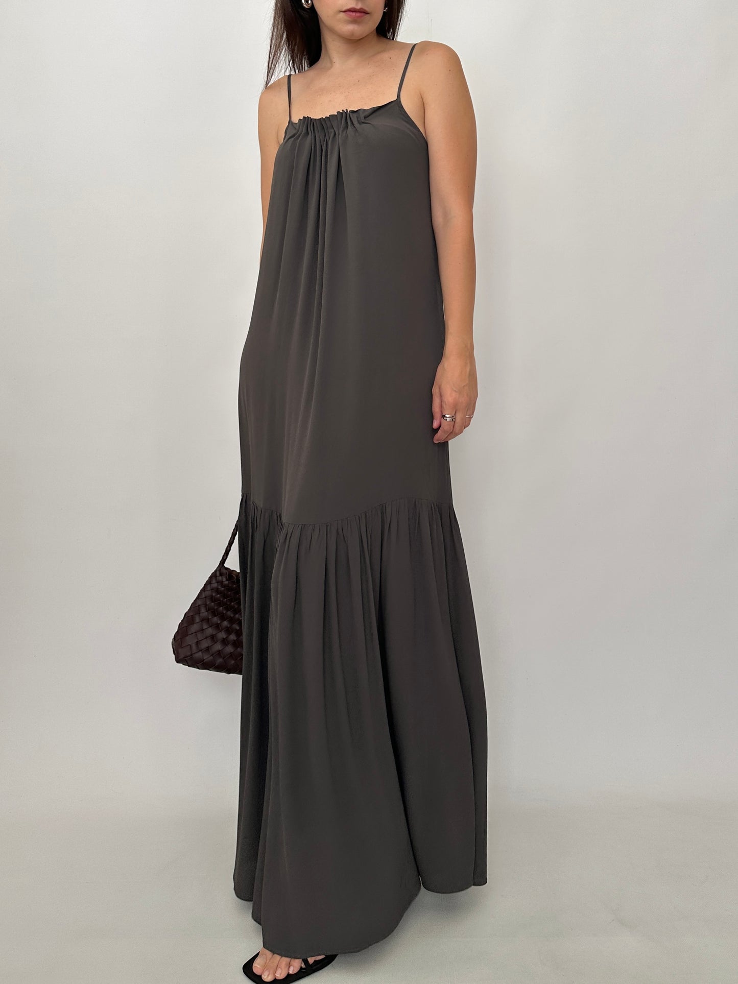 Draped Silk Blend Maxi Dress