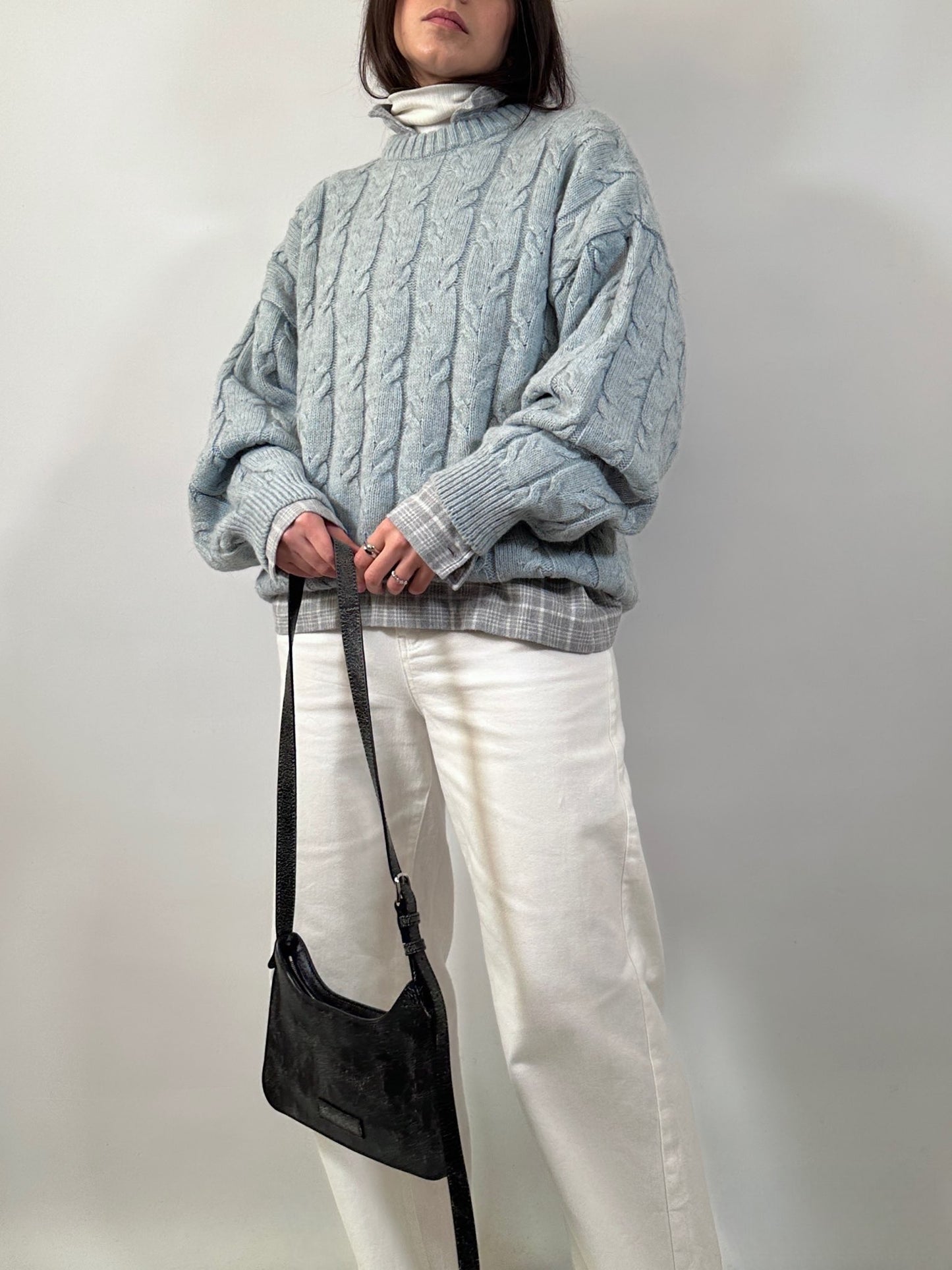 Light Blue Cable Knit Sweater
