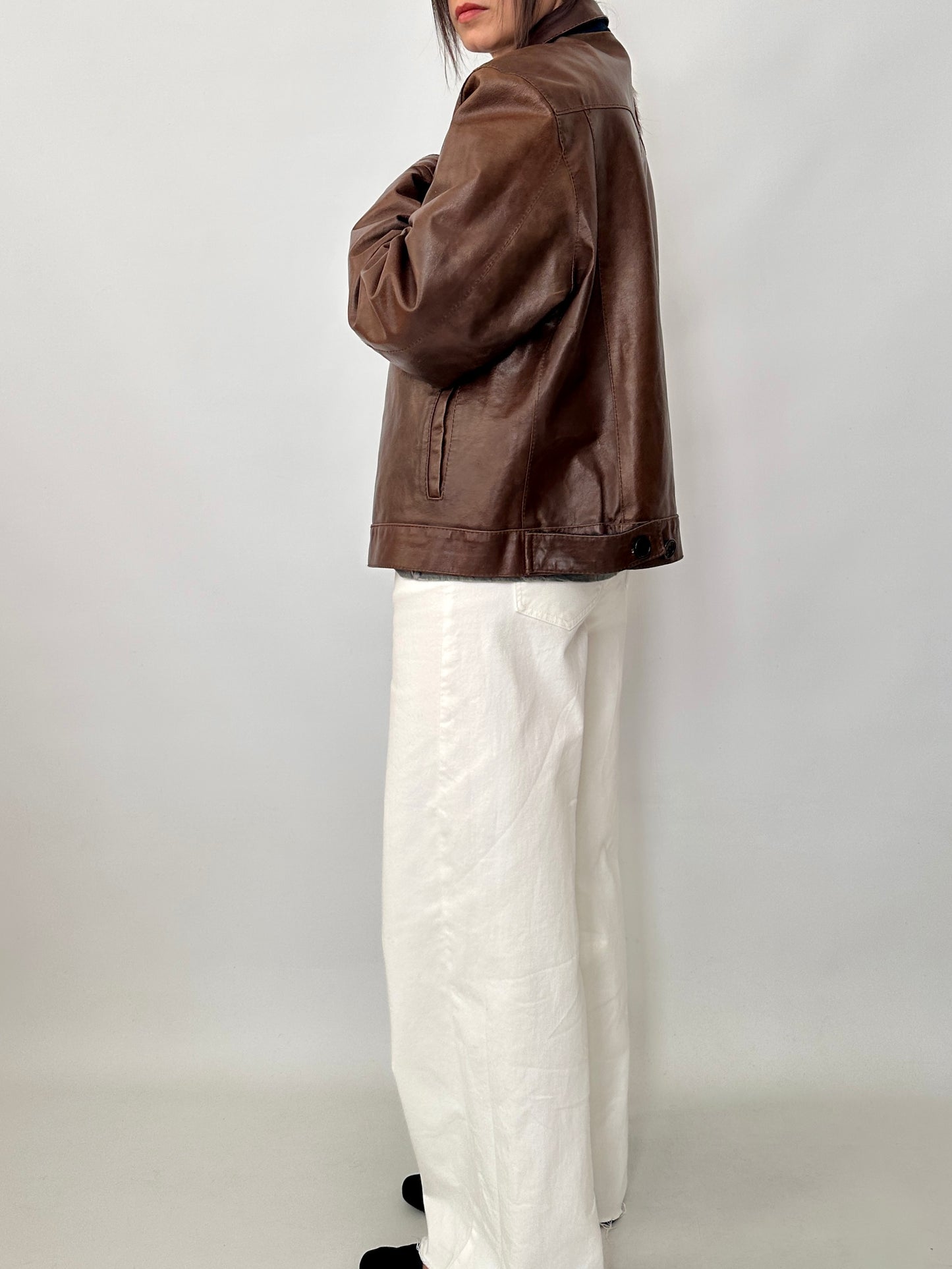 Leather and denim vintage jacket