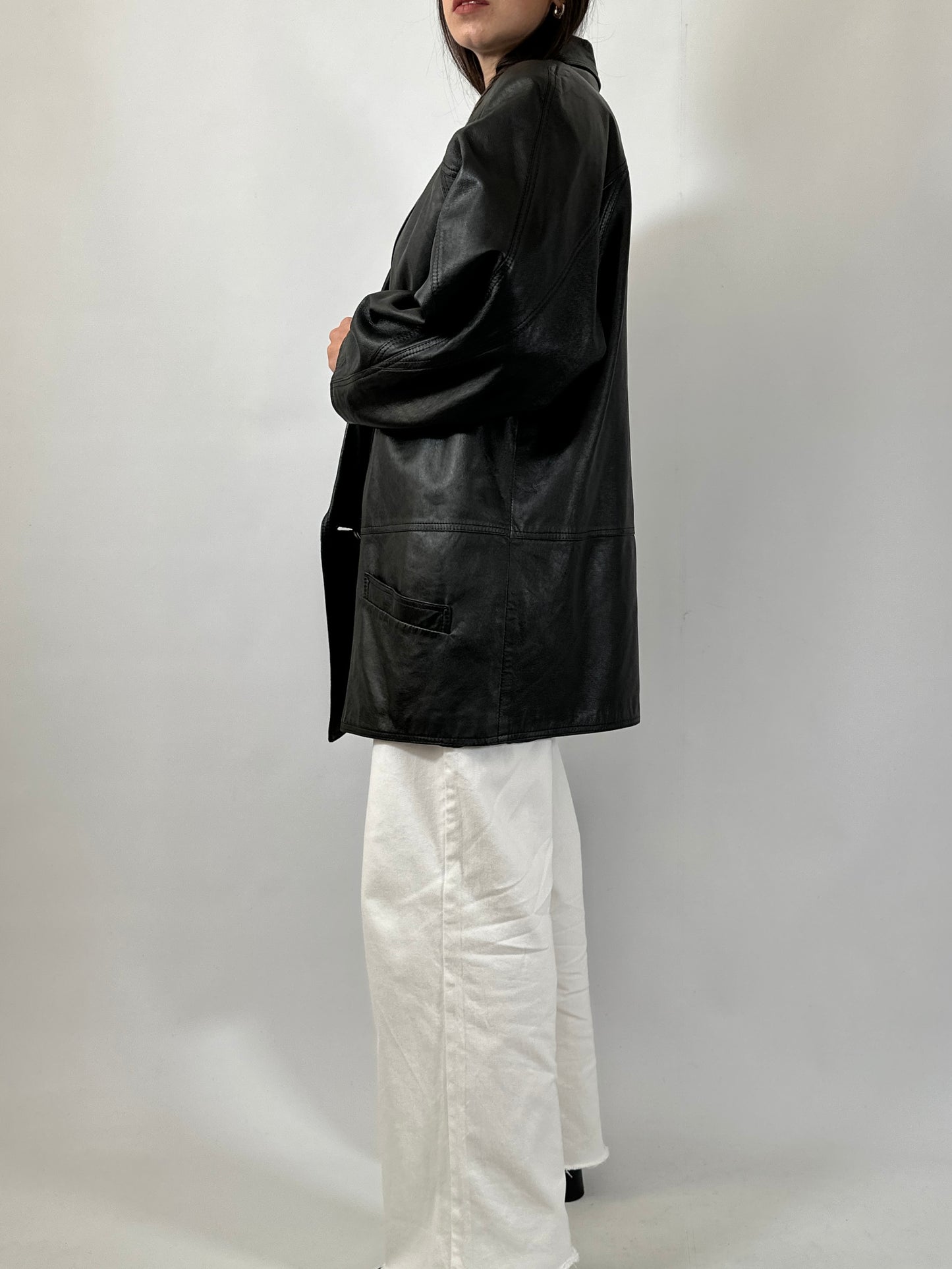Vintage Shawl Collar Soft Leather Blazer