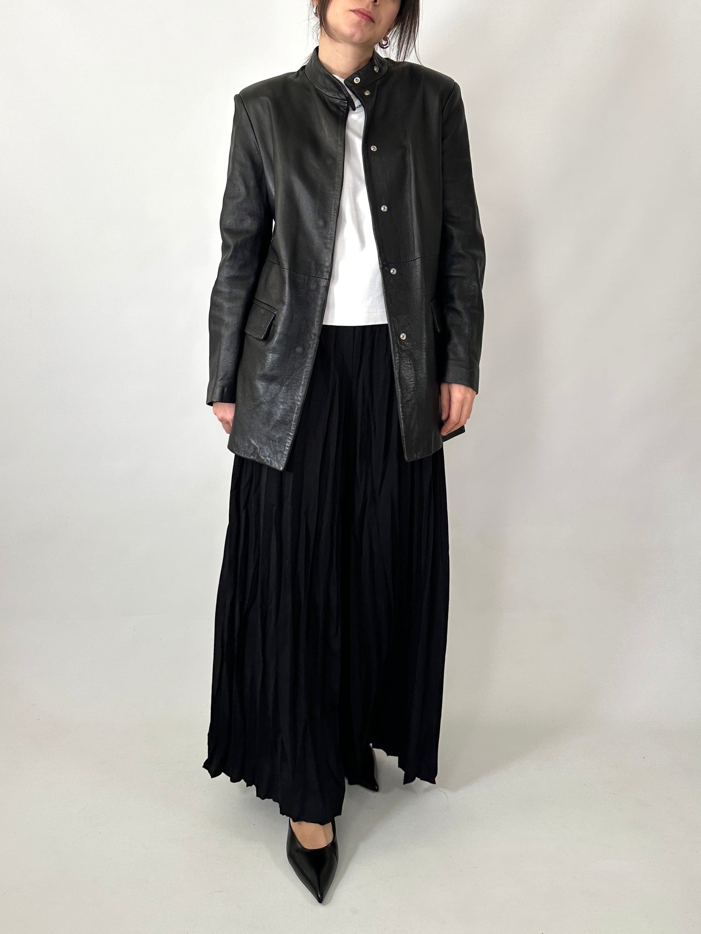 Minimal 90s genuine leather jacket