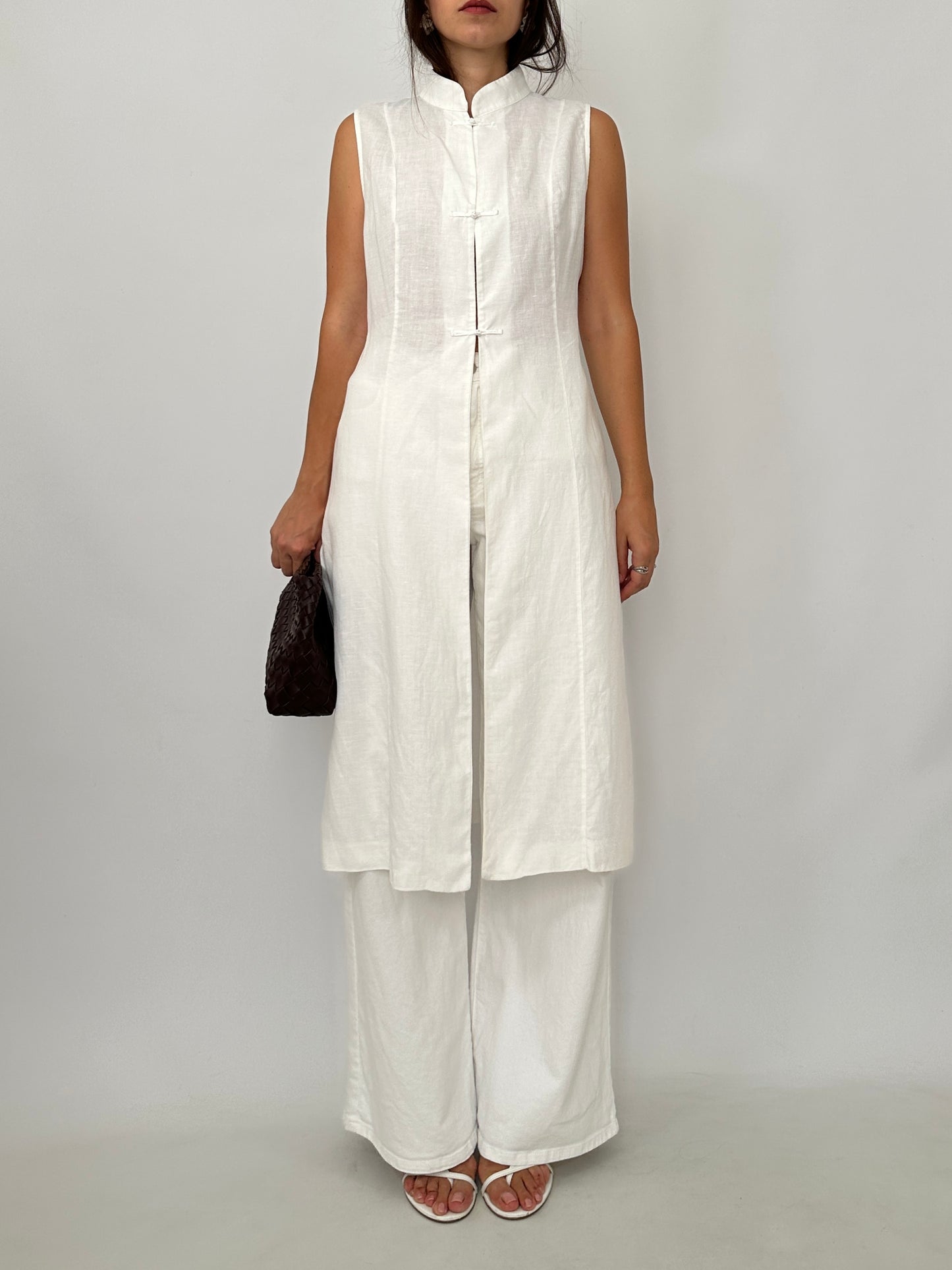 Linen Mandarin Long Vest