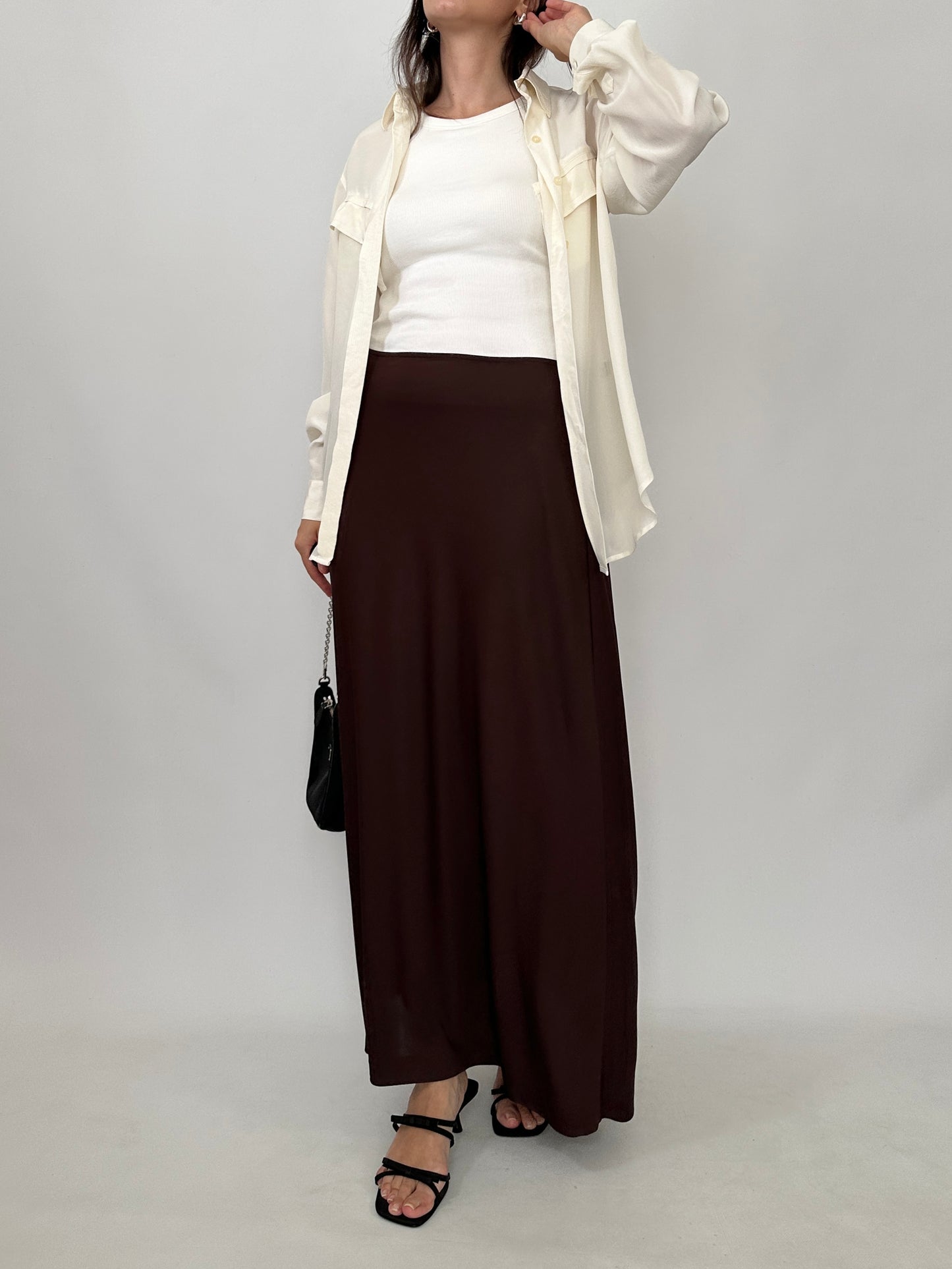 Marella Chocolate Brown Jersey Maxi Skirt