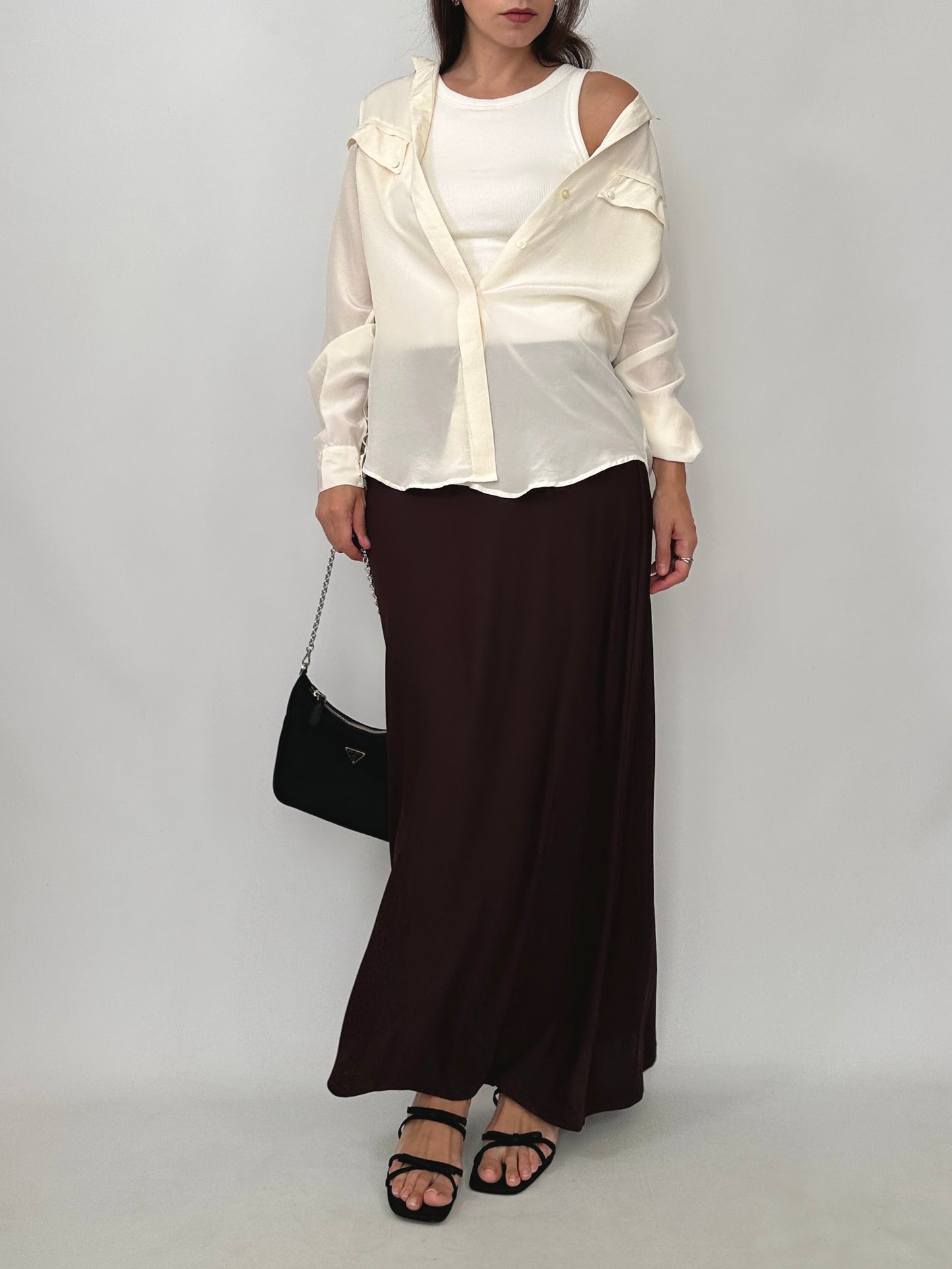 Marella Chocolate Brown Jersey Maxi Skirt