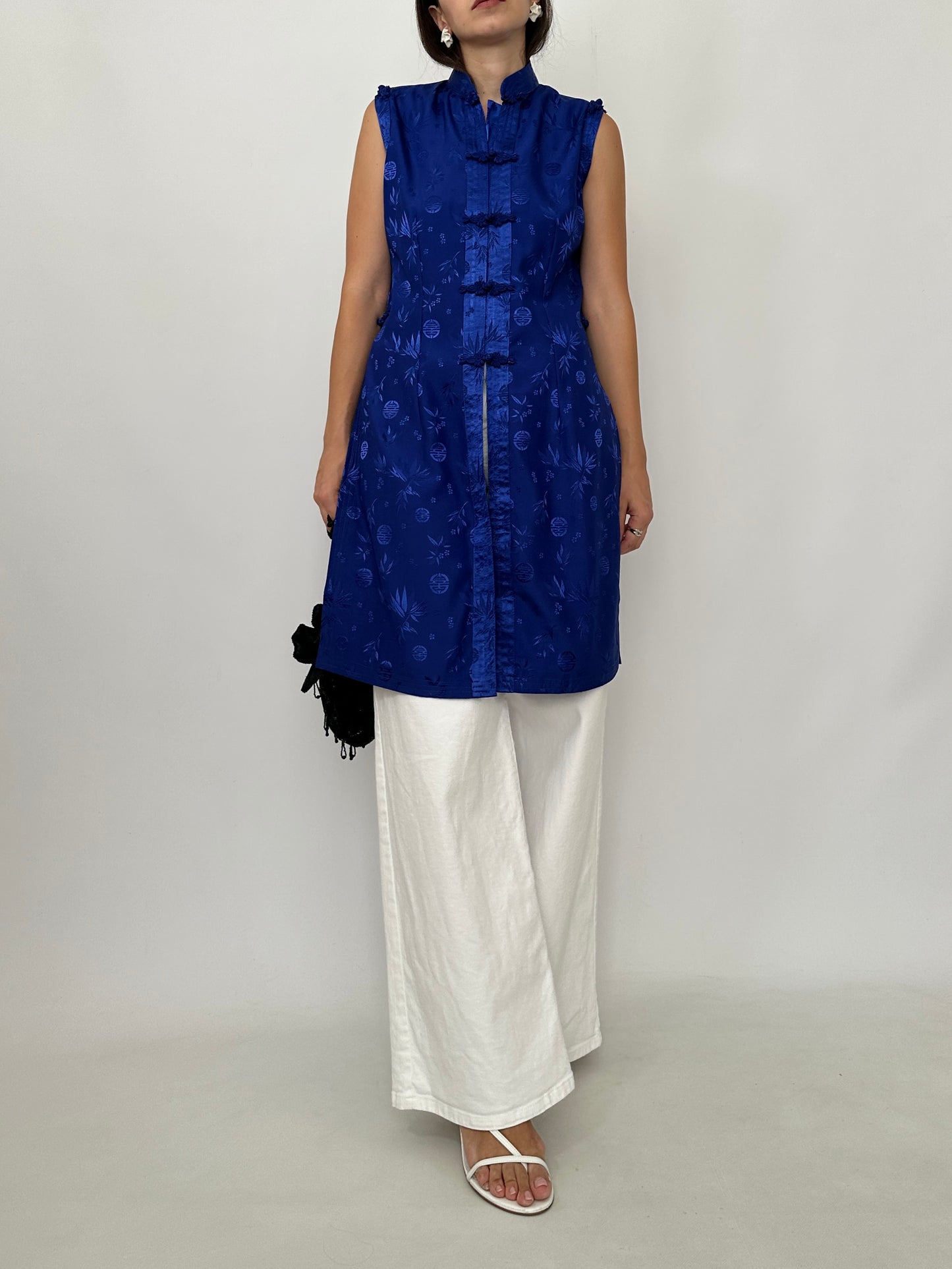 Blue Oriental Silk Top