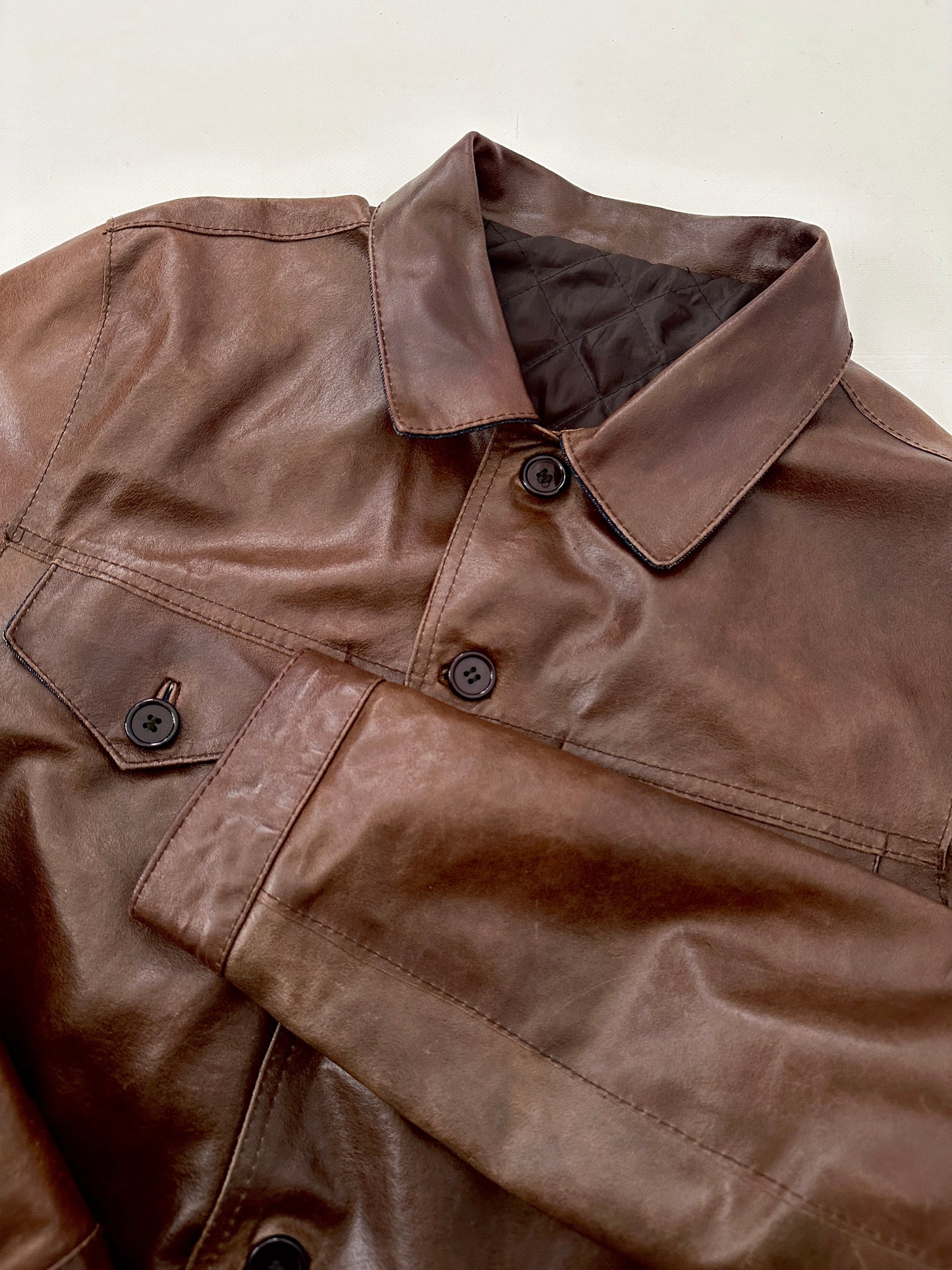 Leather and denim vintage jacket