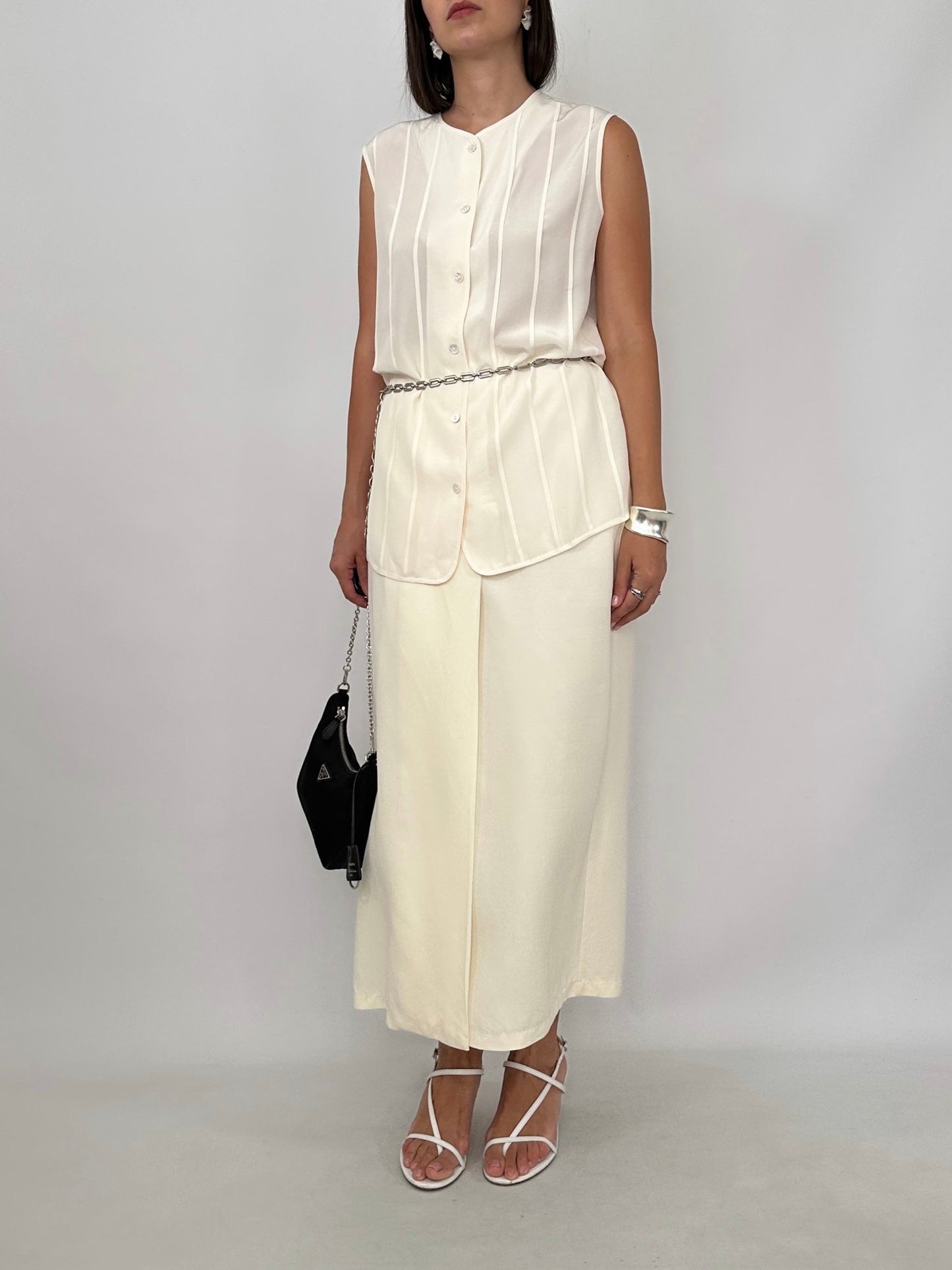 Vintage Pleated Silk Shell Top