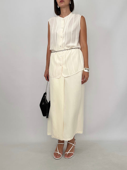 Vintage Pleated Silk Shell Top