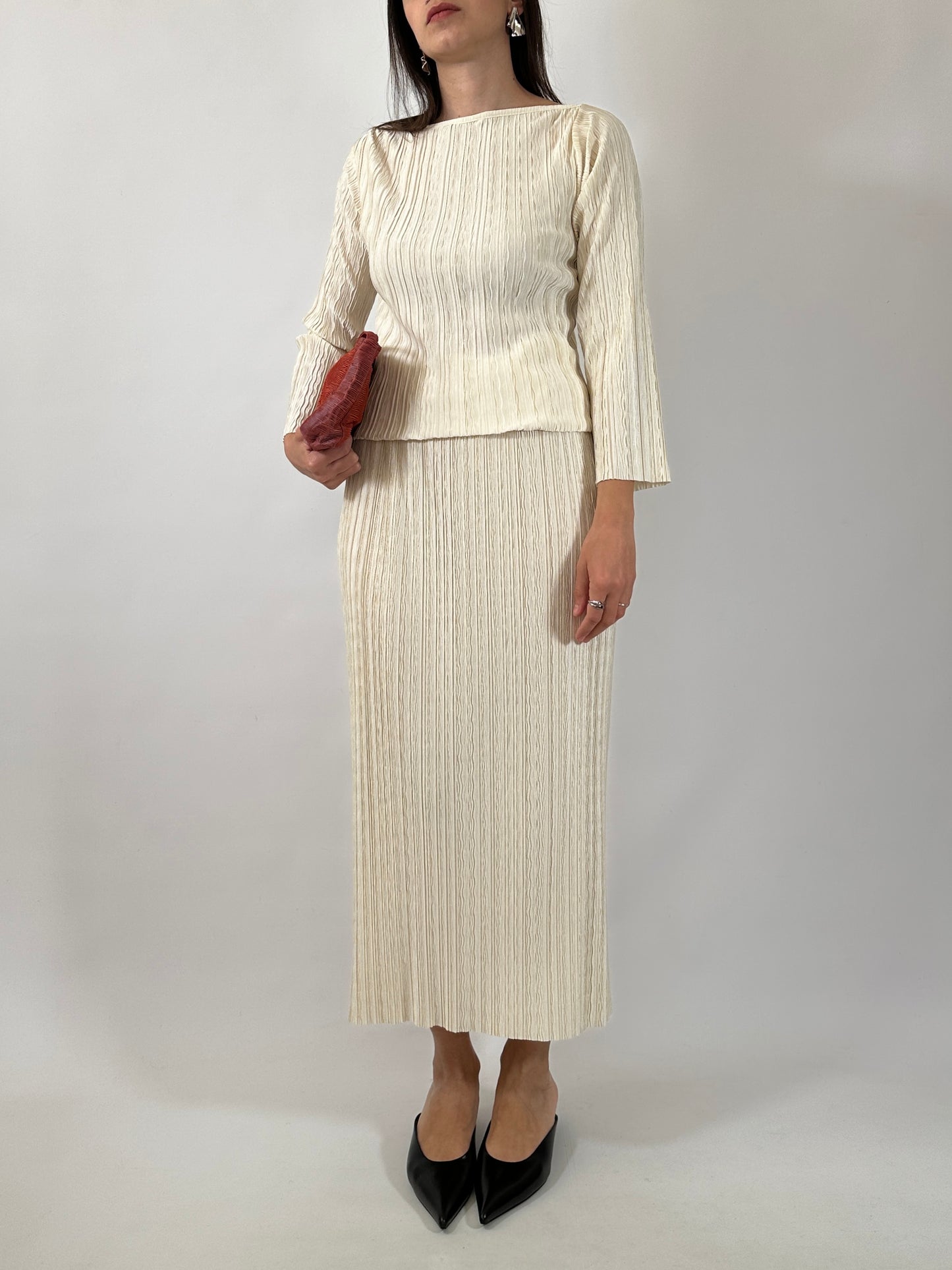 Pleated Top & Skirt Set
