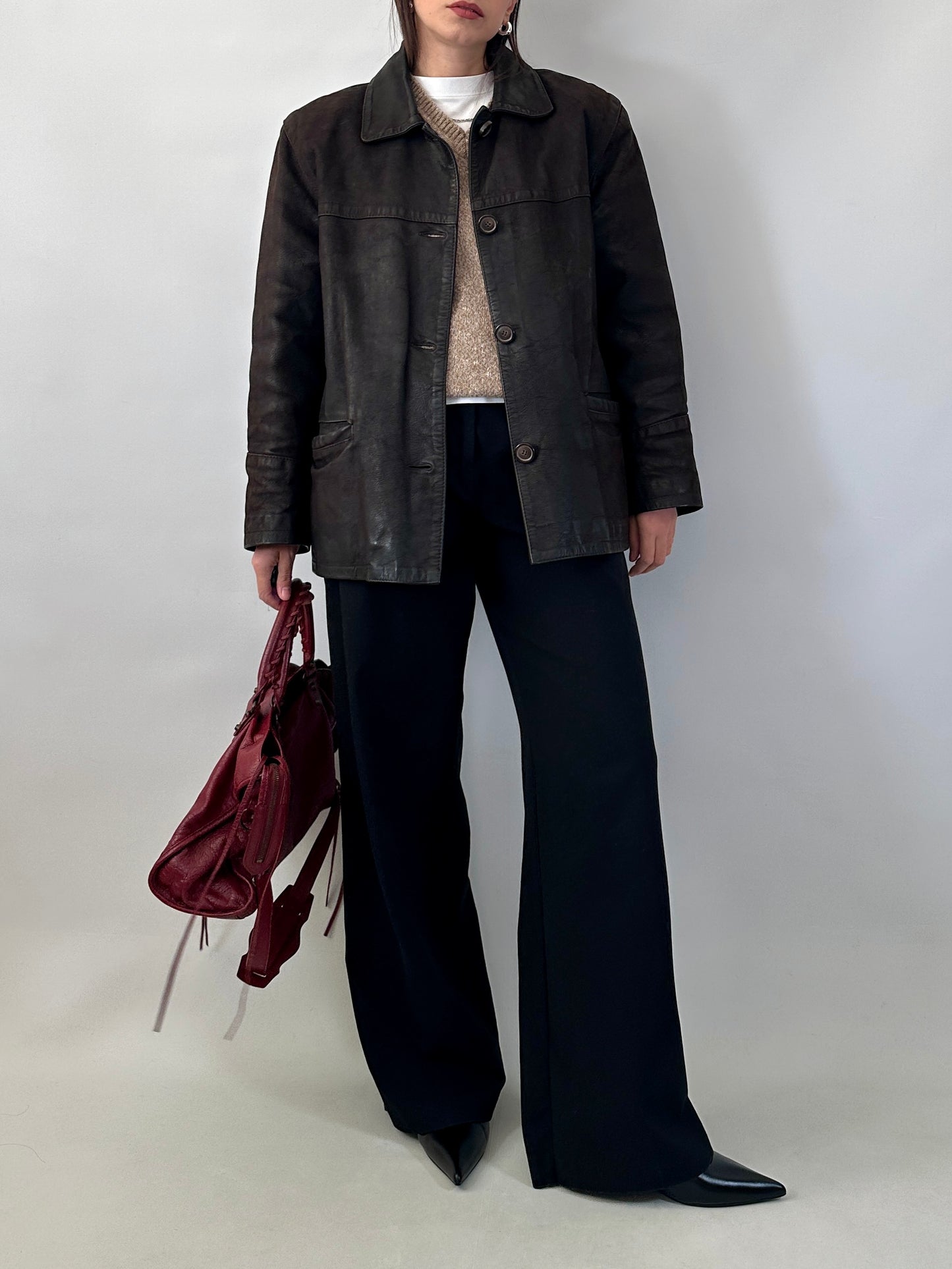 Nubuck leather car coat