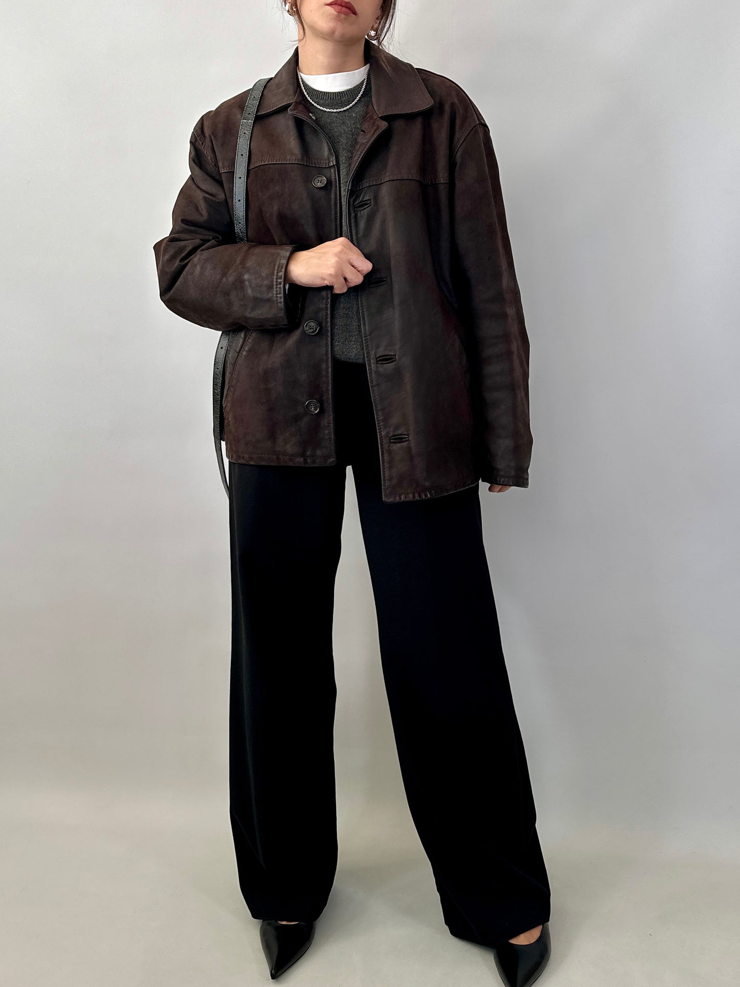 Nubuck leather car coat