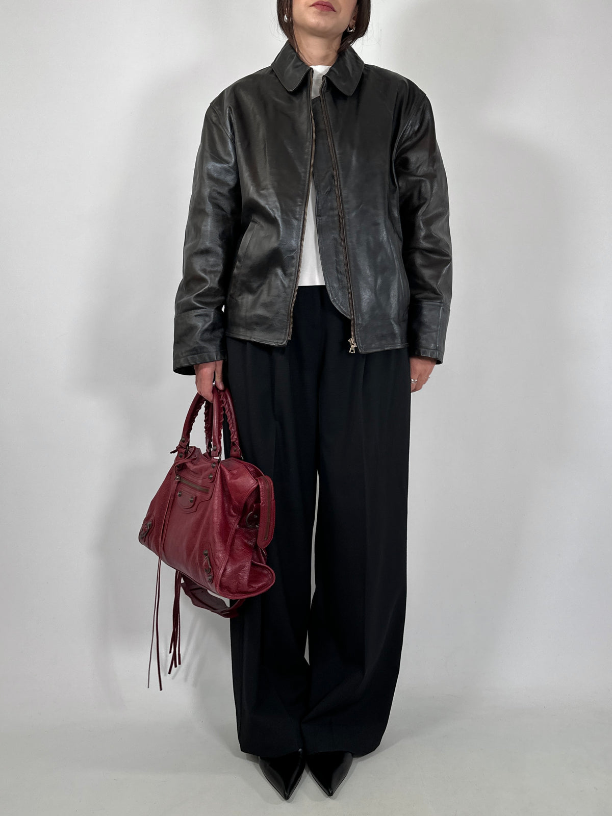 Dark Brown Patent Leather Jacket