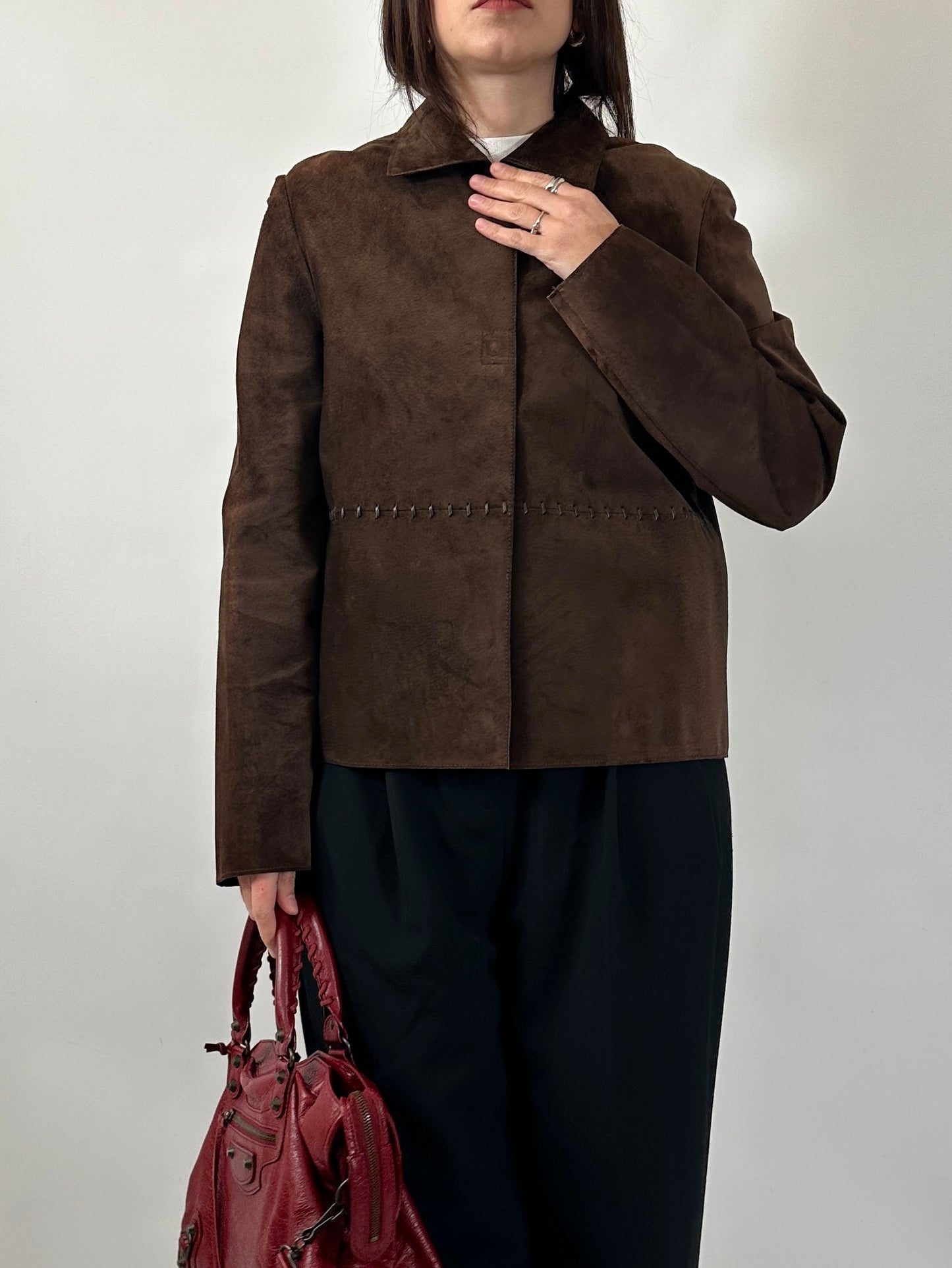 Brown Suede Boxy Fit Jacket