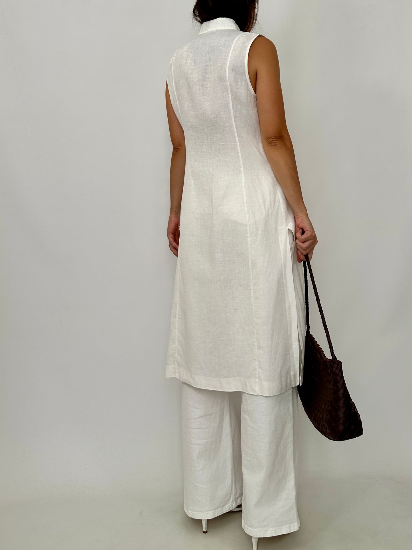 Linen Mandarin Long Vest