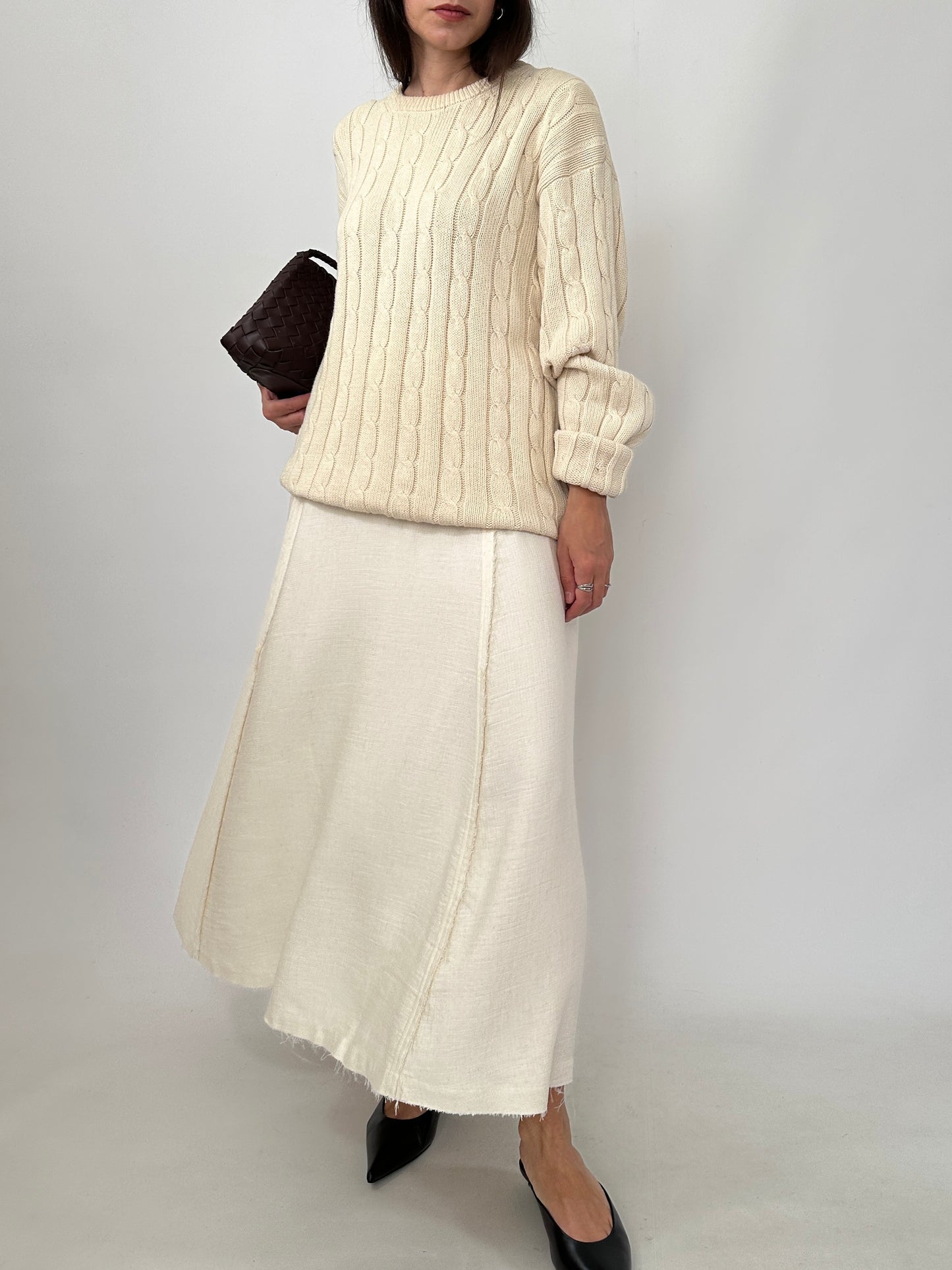 Cream Cable Knit Pure Cotton Sweater
