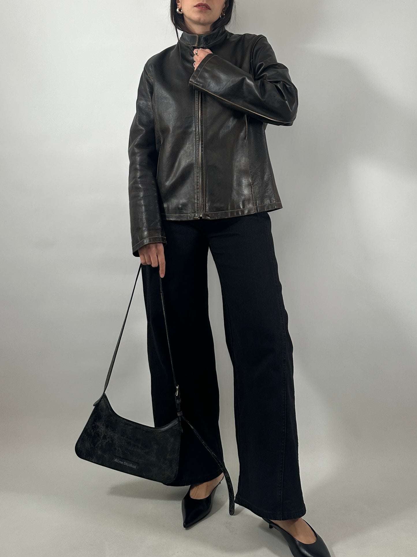 Vintage Leather Café Racer Jacket