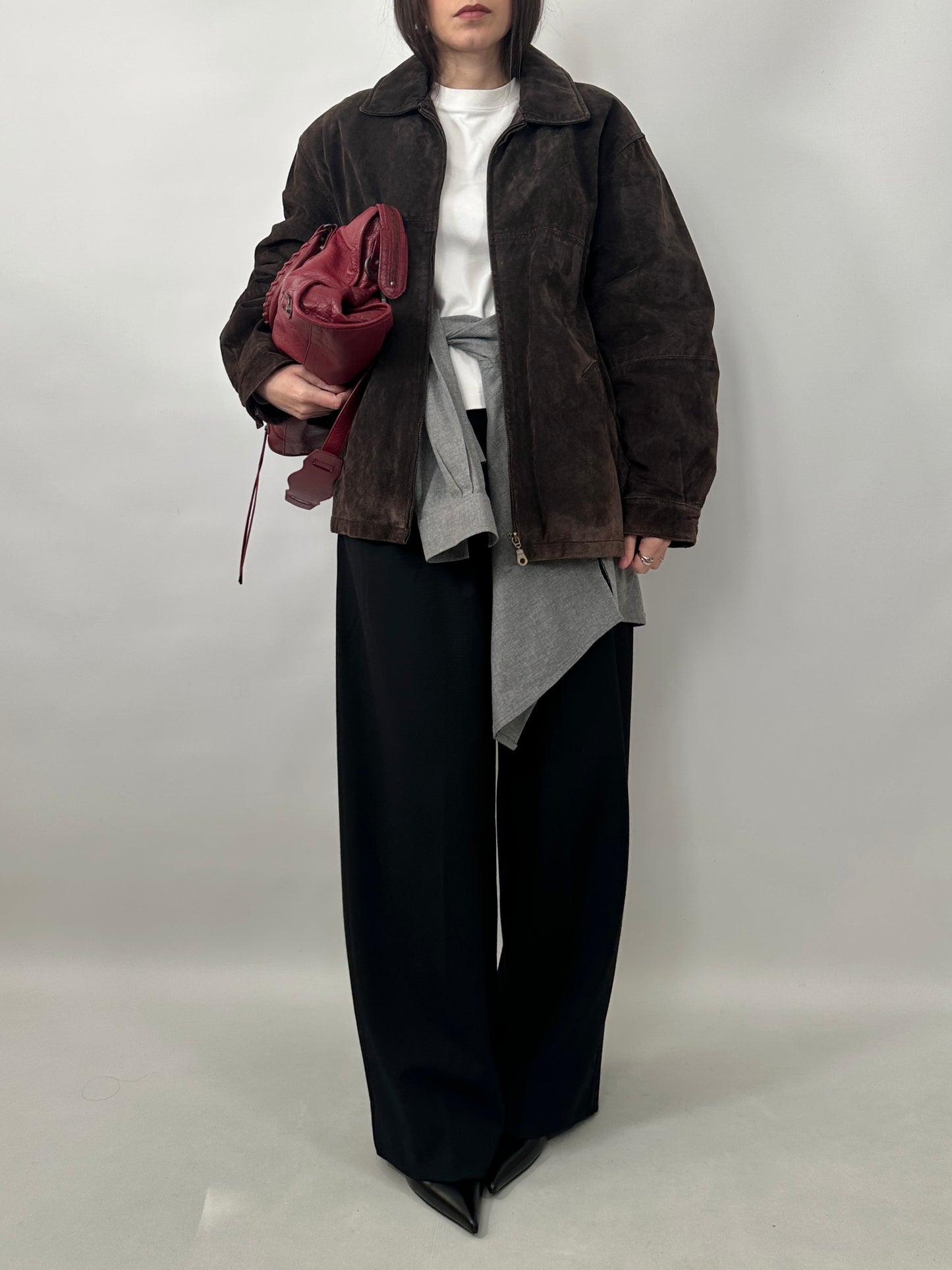 Vintage Zipped Suede Leather Jacket