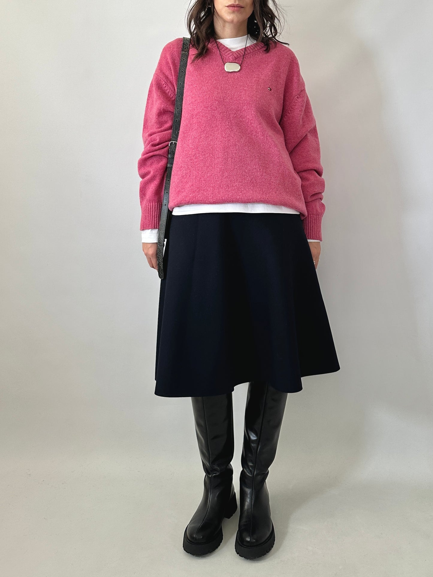 Vintage dark navy flared skirt