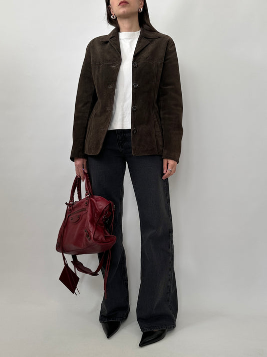 Slim Fit Brown Suede Leather Jacket