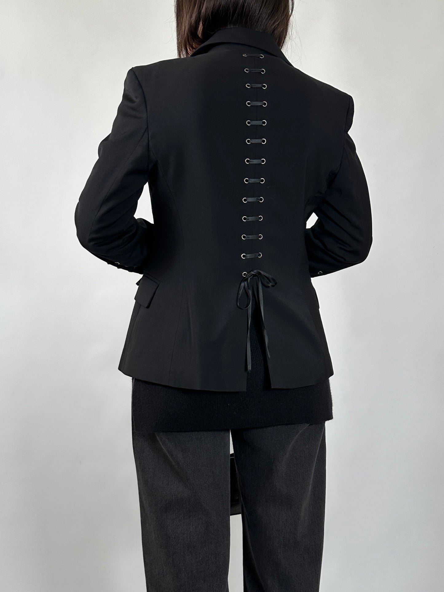 Lace-Up Corset Detail Blazer