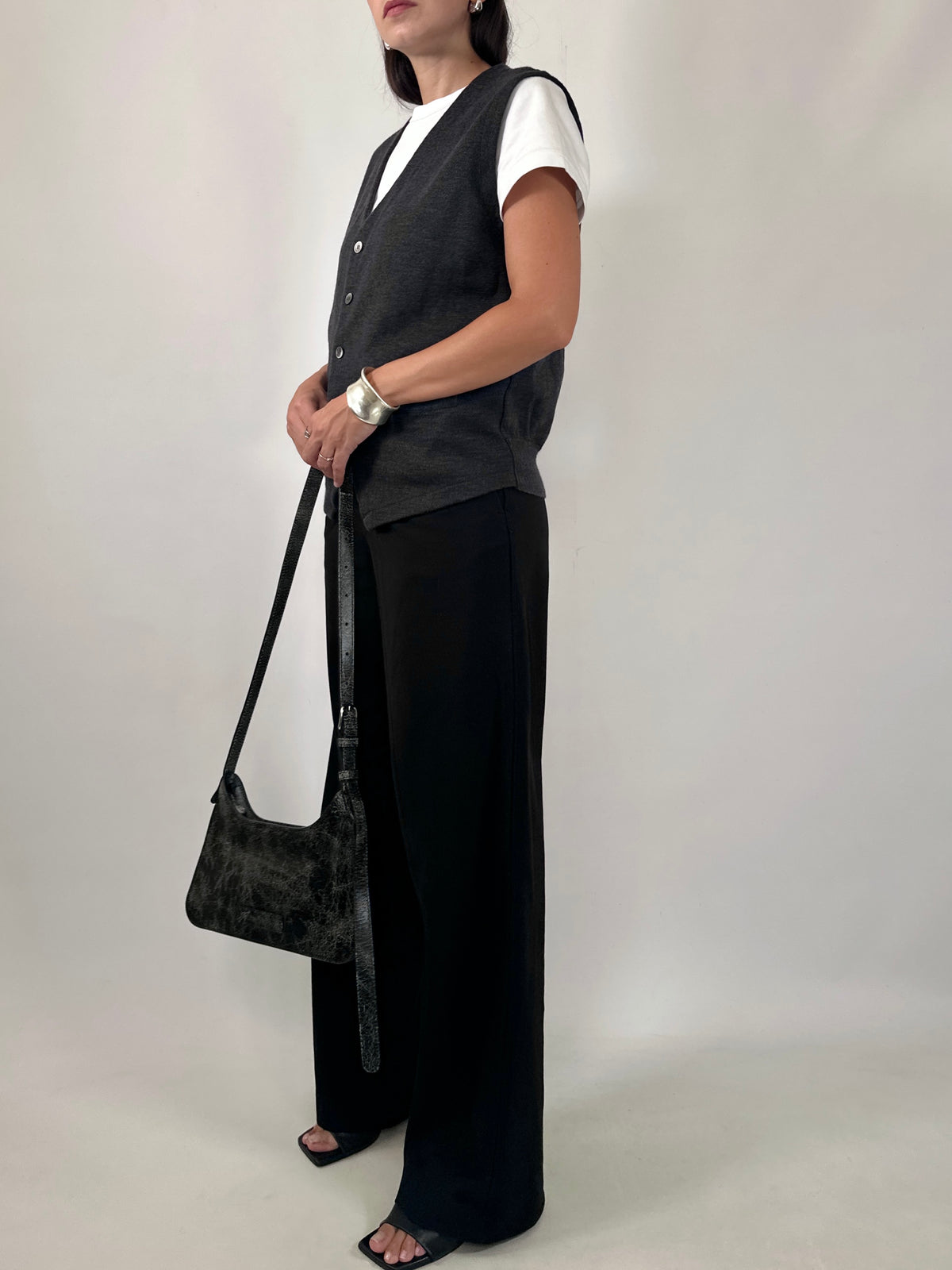 Tailored Button Front Wool Vest