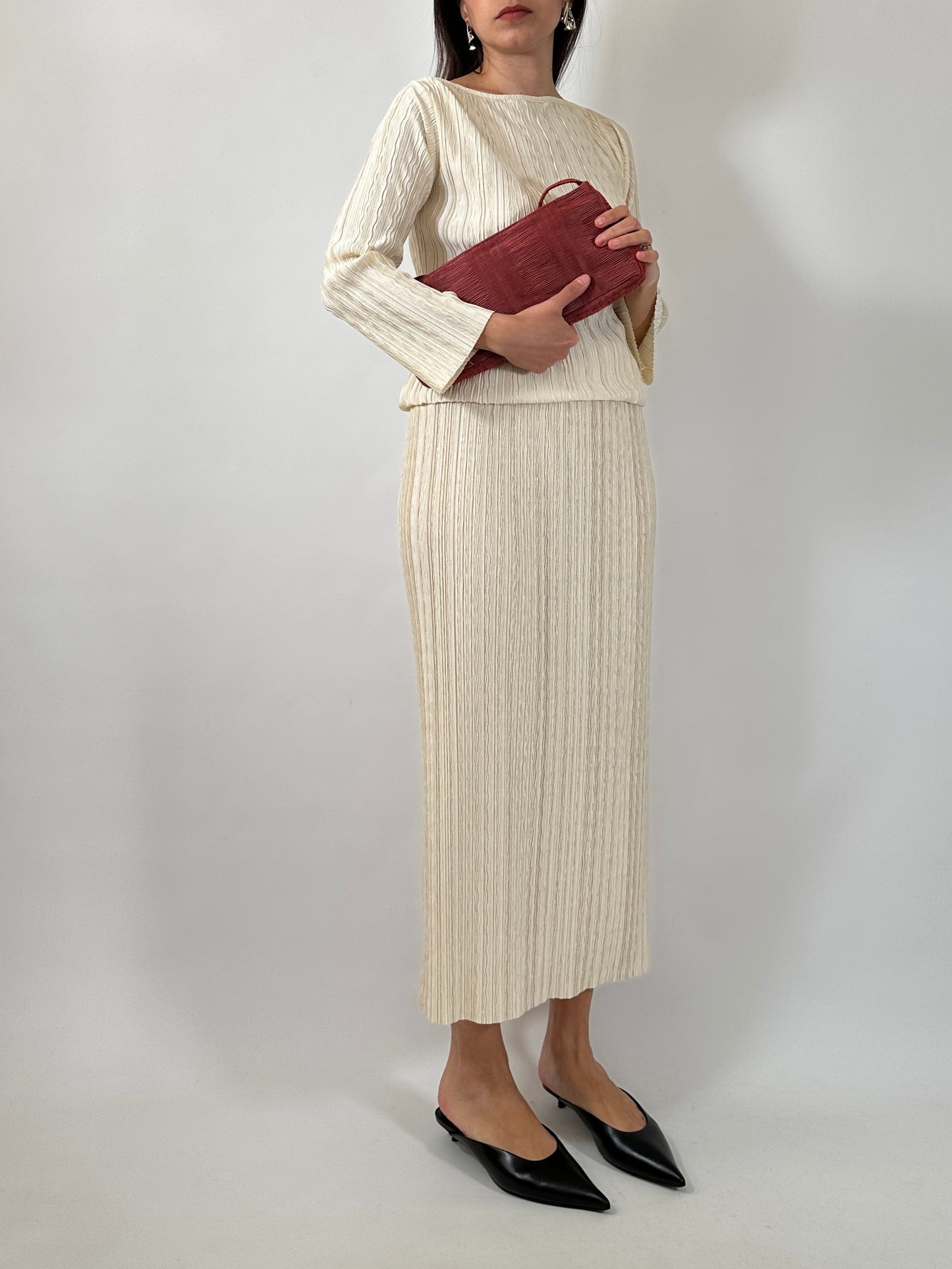 Pleated Top & Skirt Set