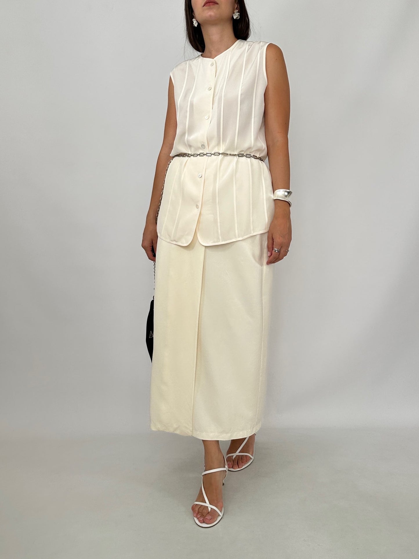 Vintage Pleated Silk Shell Top