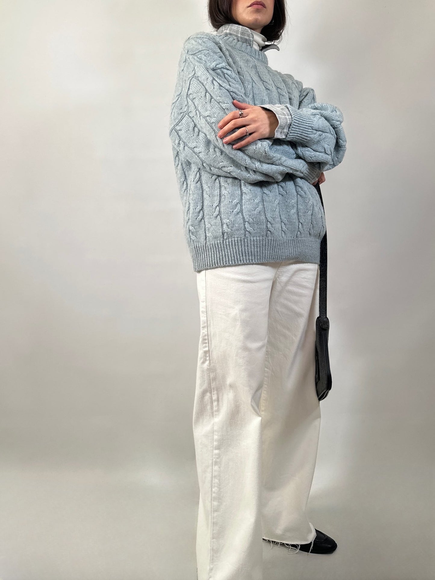 Light Blue Cable Knit Sweater