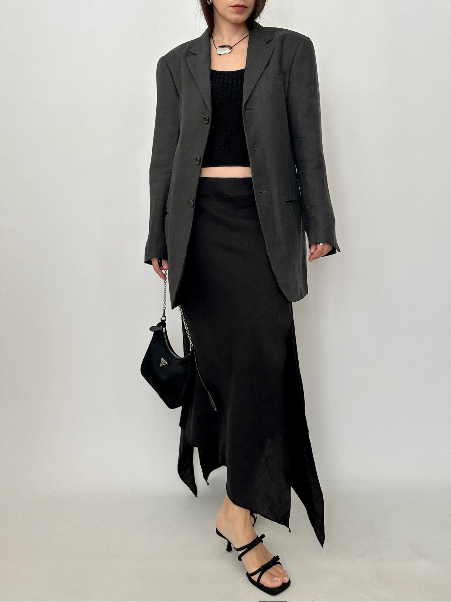 Asymmetric Linen Midi Skirt